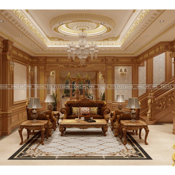 Phòng Khách Gỗ Cổ Điển Mẫu 7