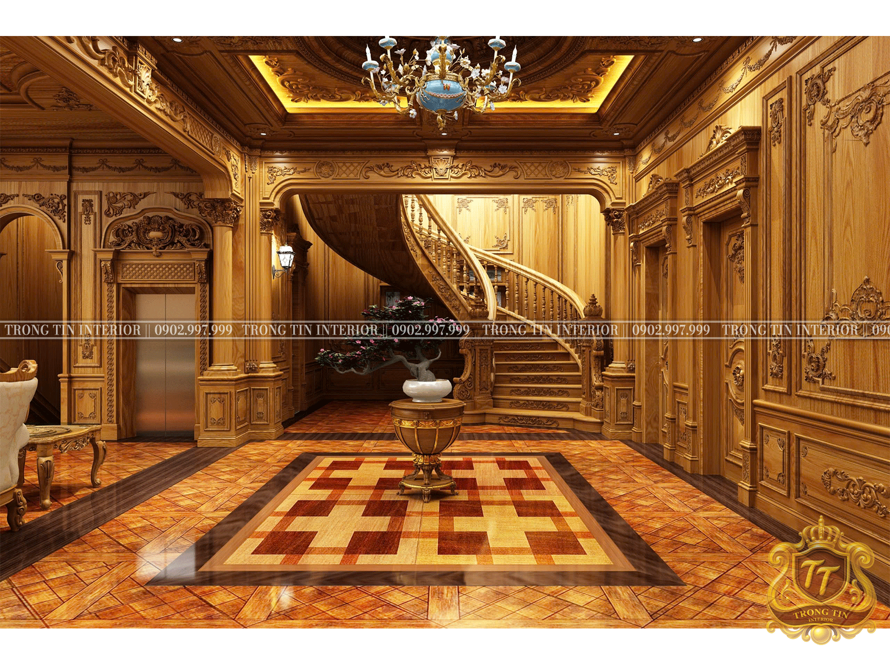 Phòng Khách Gỗ Cổ Điển Mẫu 9