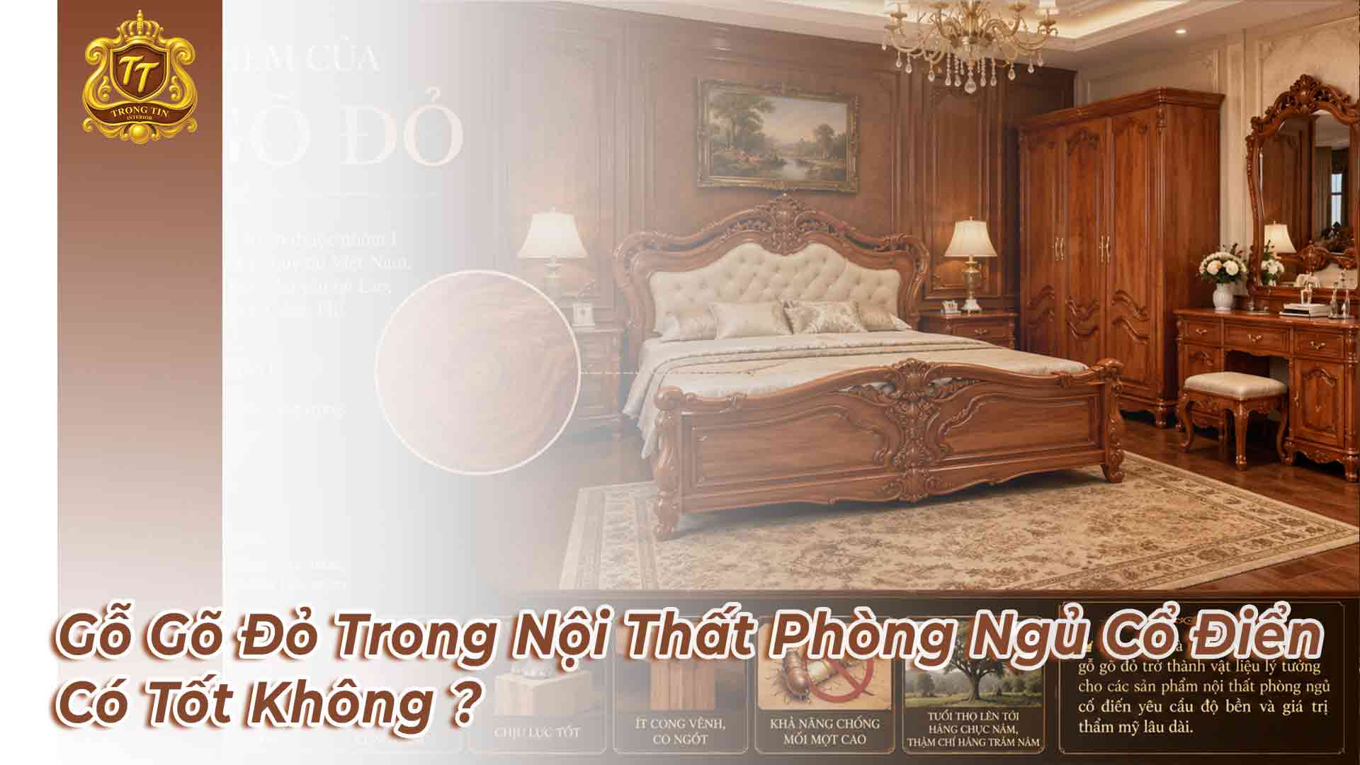 Gỗ Gõ Đỏ Nội Thất Phòng Ngủ Cổ Điển