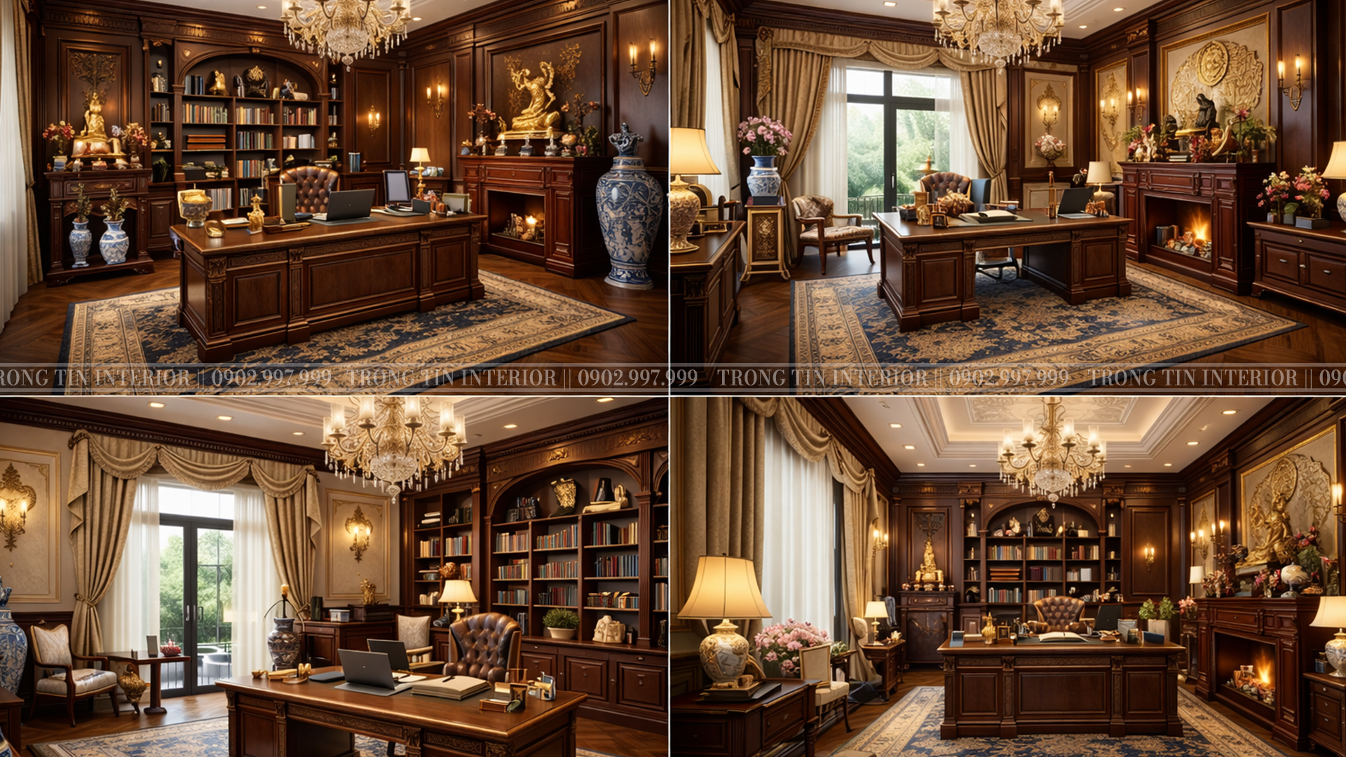 Hình ảnh phong làm việc cổ điển trang trọng bề thế - Trọng Tín Interior