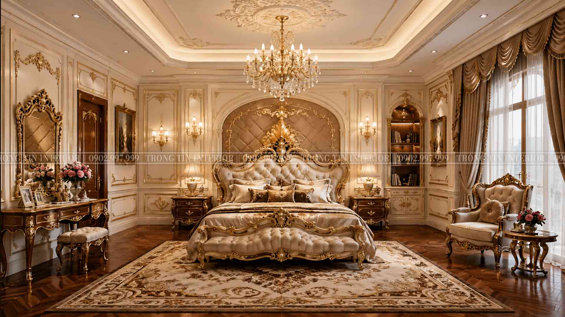 Giường ngủ phong cách cổ điển châu âu - Nội Thất Trọng Tín