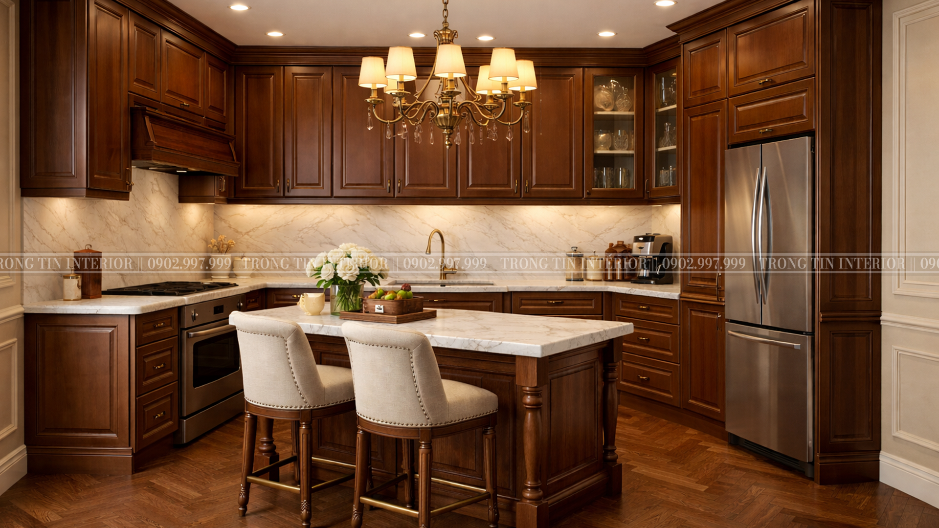 Mẫu phòng bếp nhà phố cổ điển