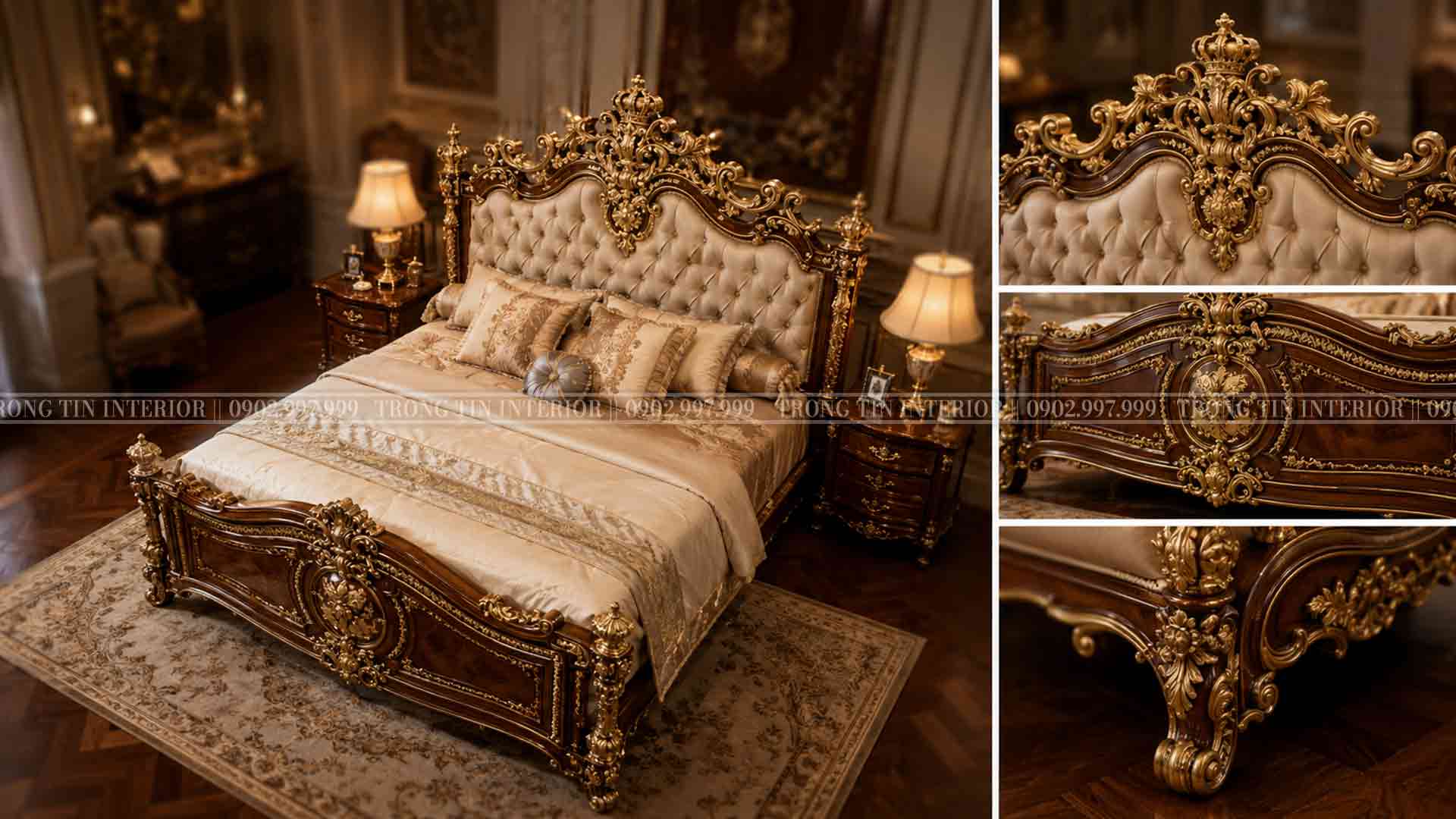 Cận Cảnh các chi tiết giường ngủ theo thiết kế cổ điển - Nội Thất Trọng Tín