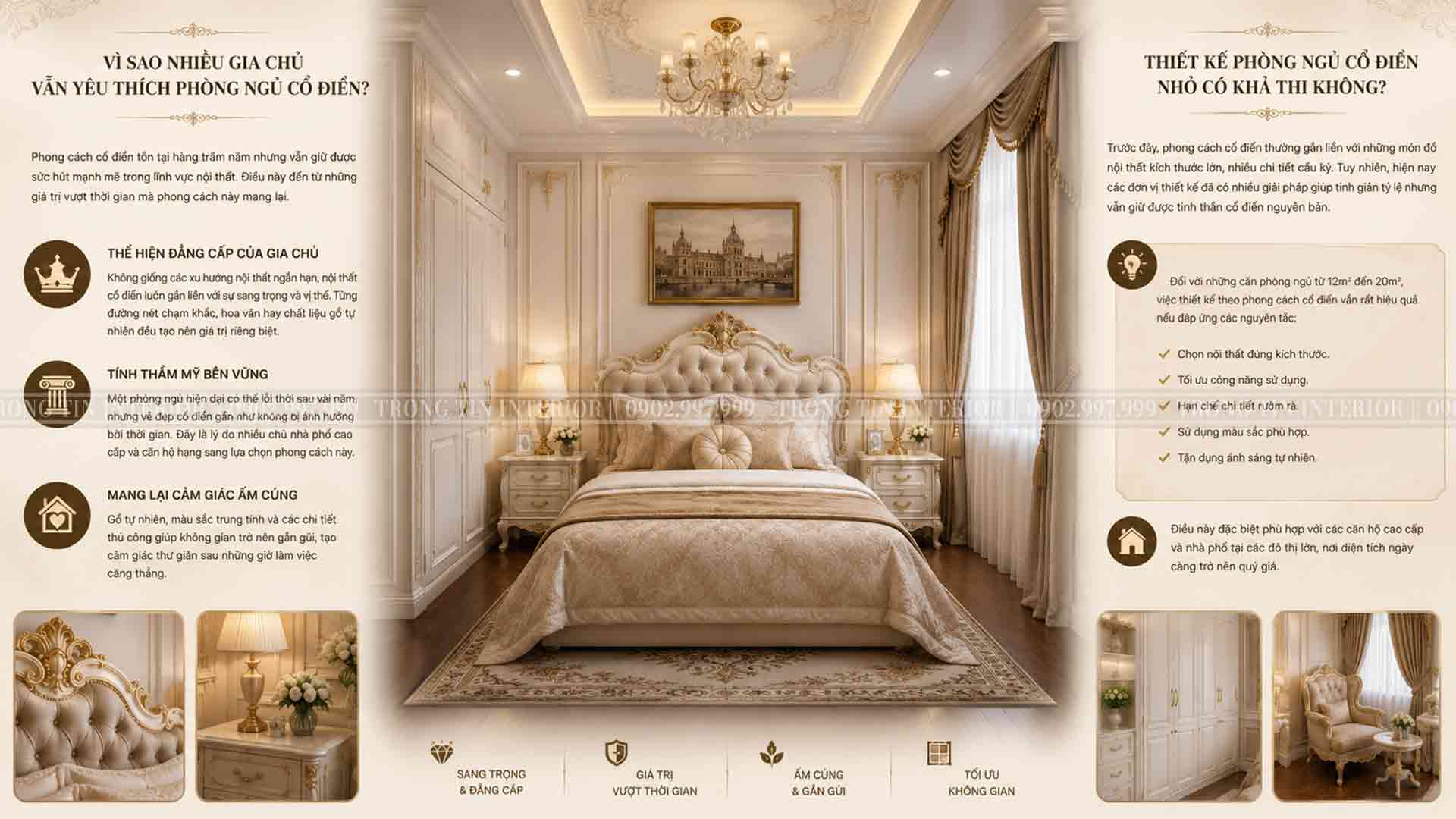 Vẻ đẹp của phòng ngủ cổ điển trong không gian nhỏ