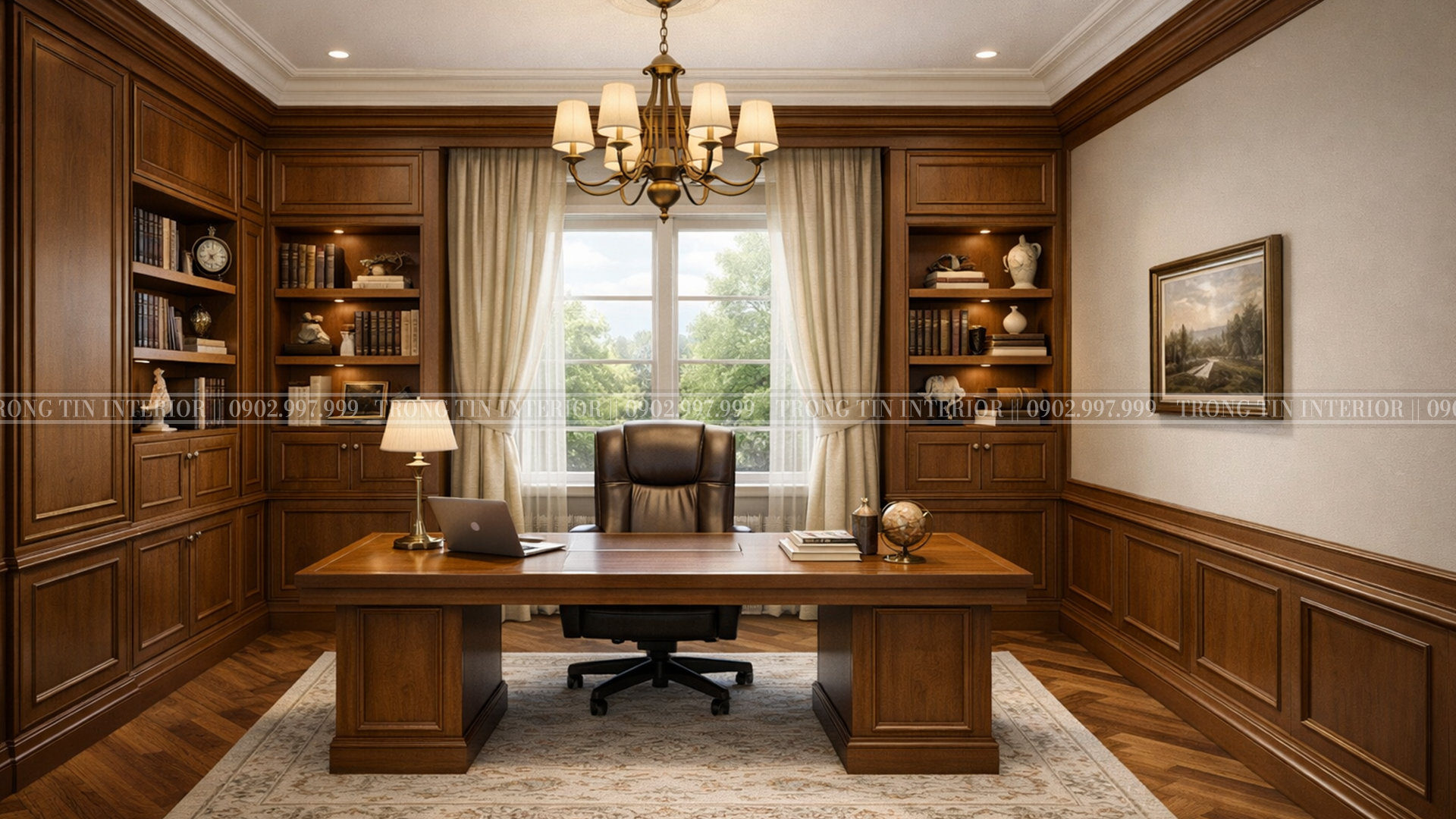 Mặt chính diện với không gian phòng làm việc của nhà phố khoảng 20 mét vuông