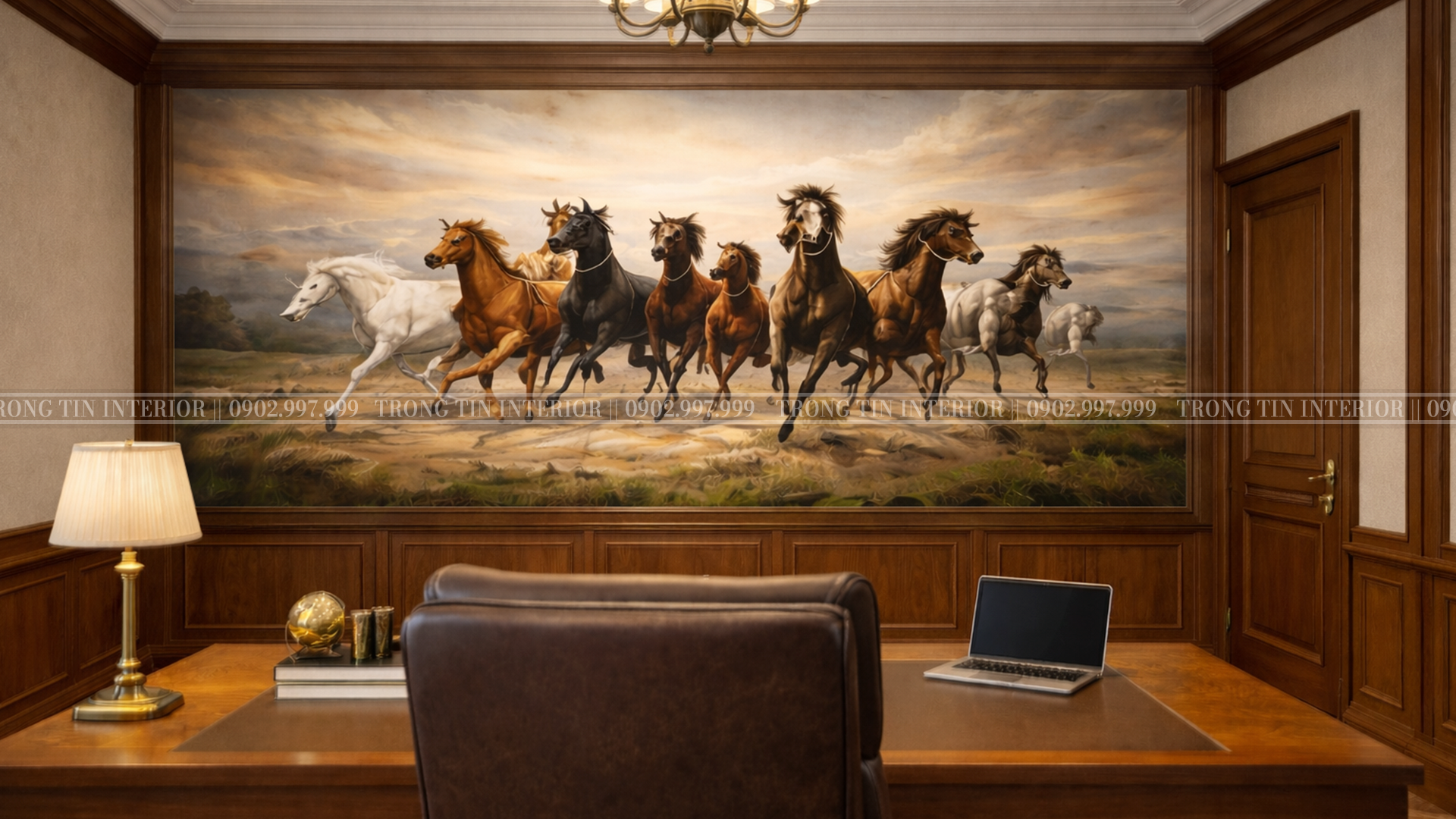 Không gian góc nhìn từ bàn làm việc cổ điển