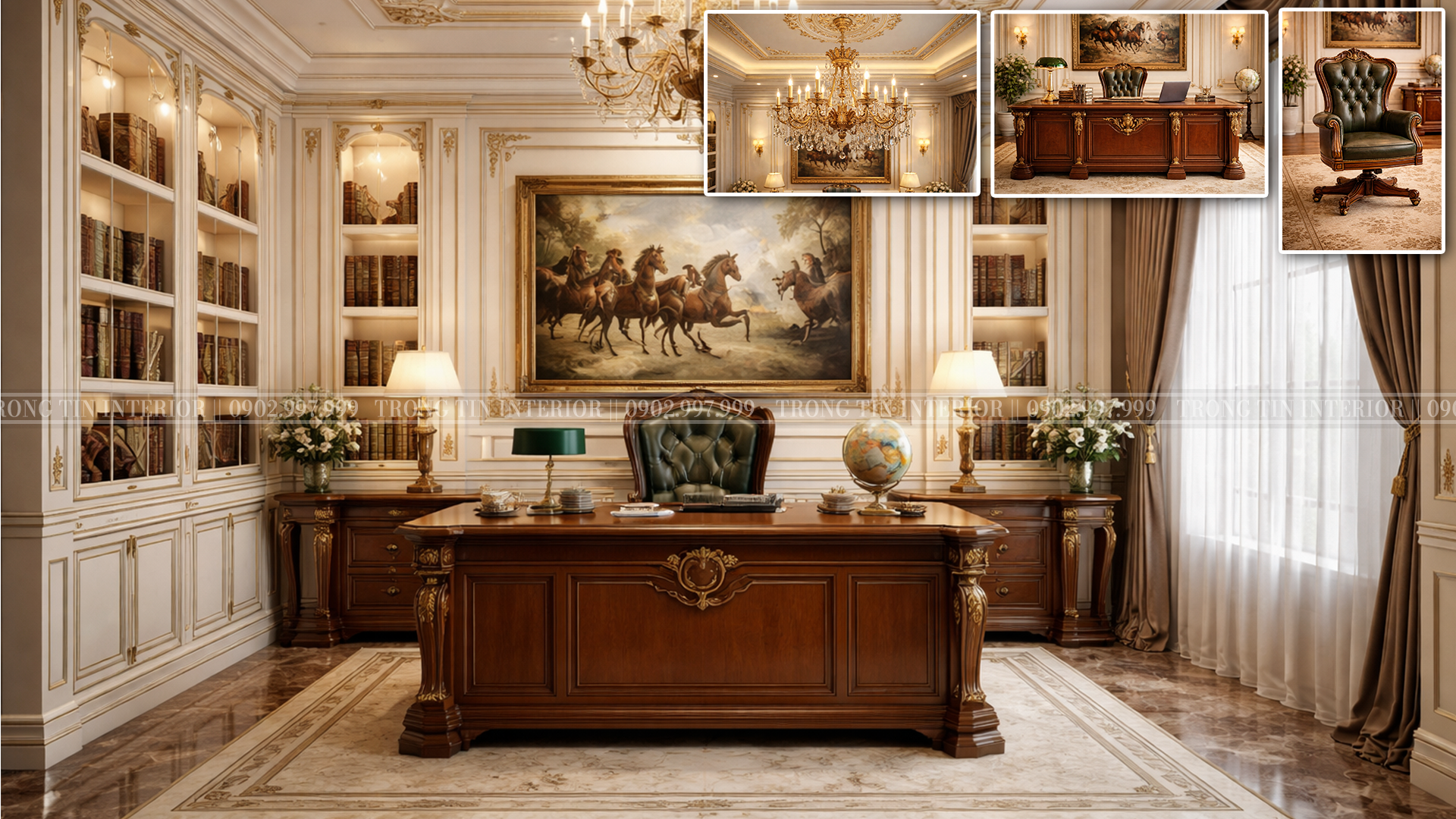 Mẫu không gian phòng làm việc cổ điển