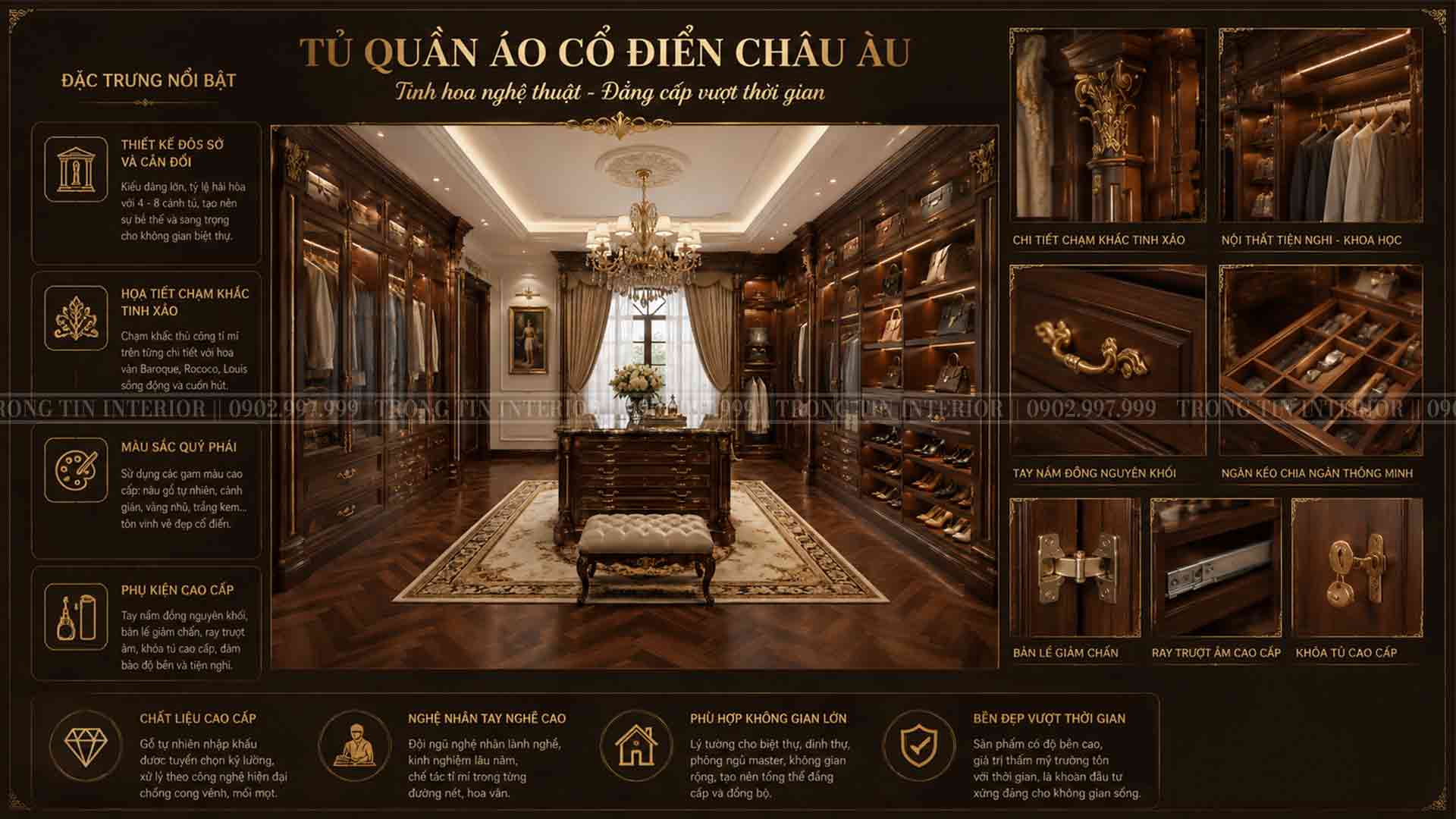 Những đặc trưng của tủ quần áo cổ điển - Nội Thất Trọng Tín