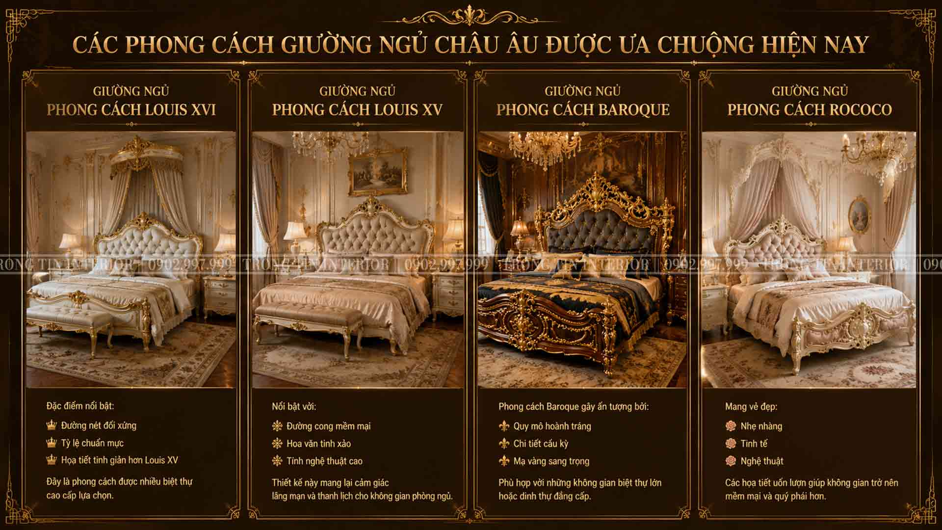 Phong cách từng loại giường ngủ cổ điển - Nội Thất Trọng Tín