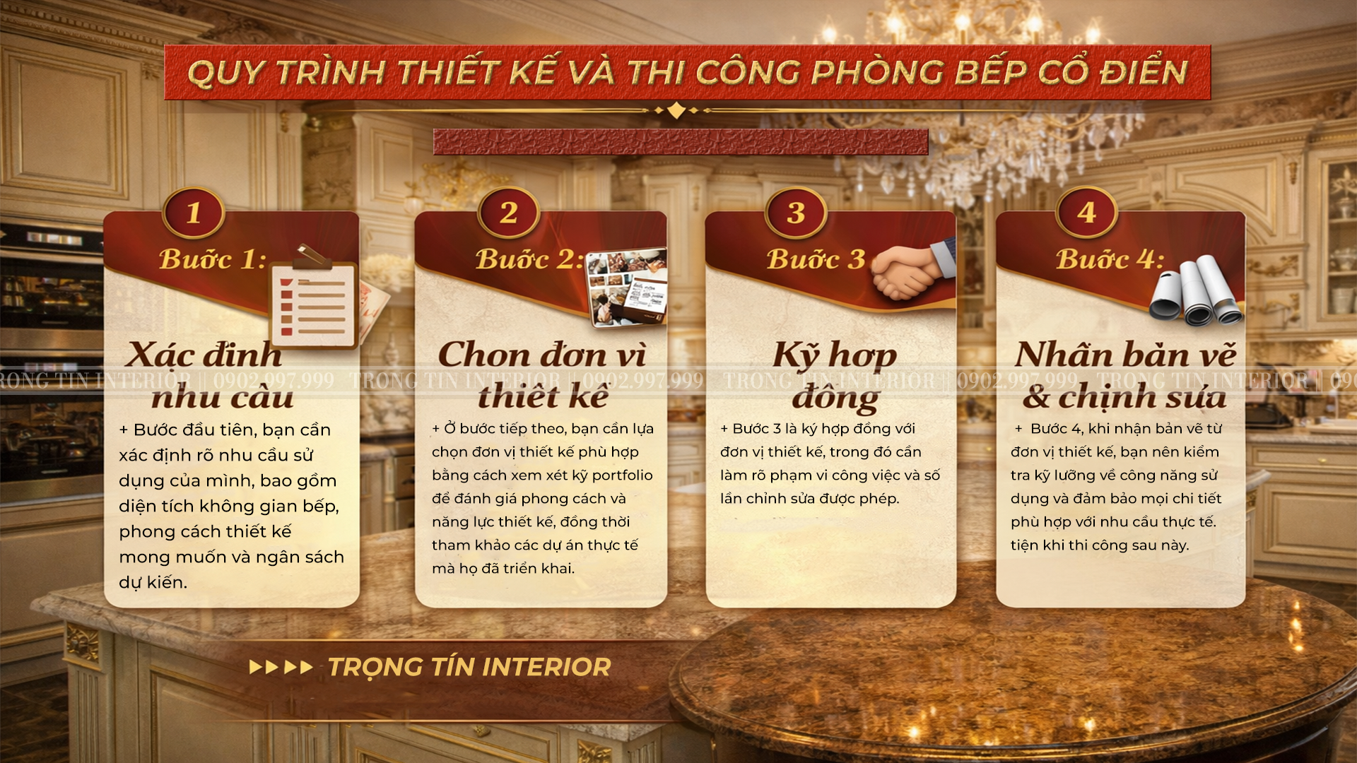 Quy trình thiết kế phòng bếp cổ điển