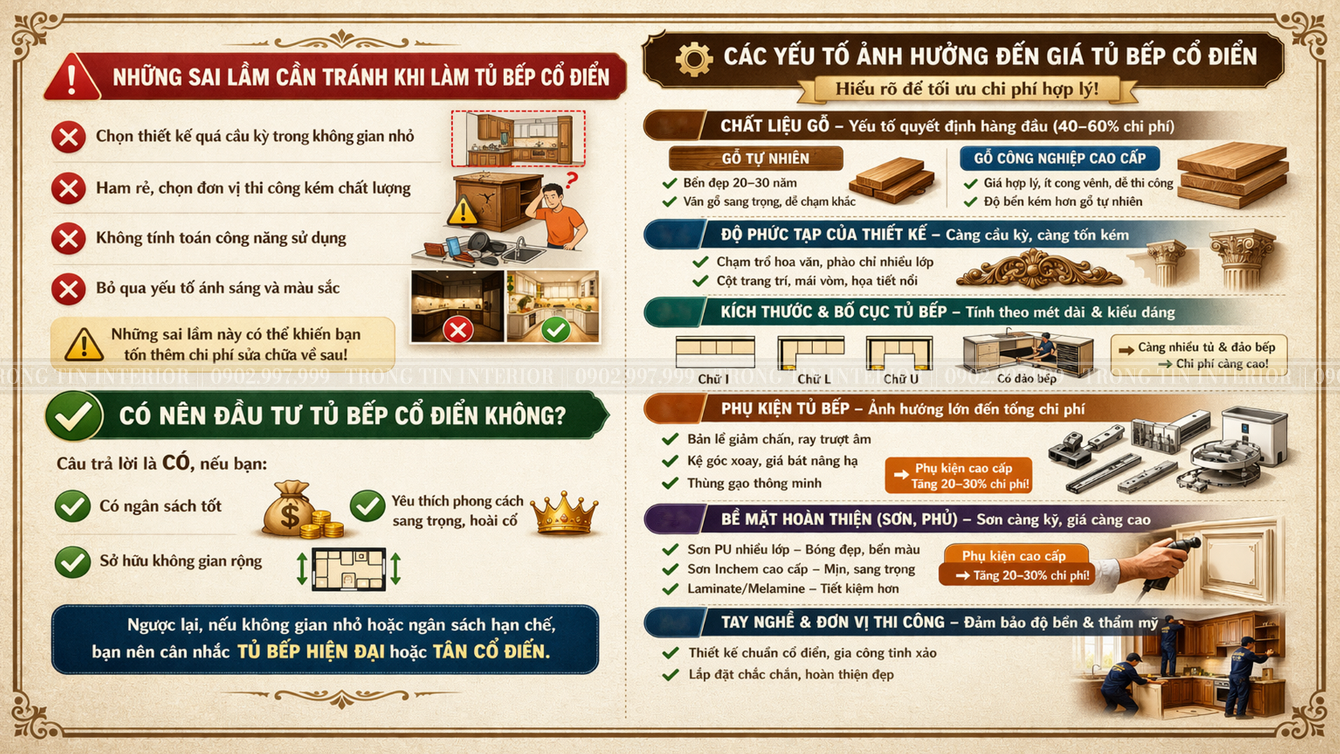 Nhưng sai lầm khi thì công phòng bếp cổ điển