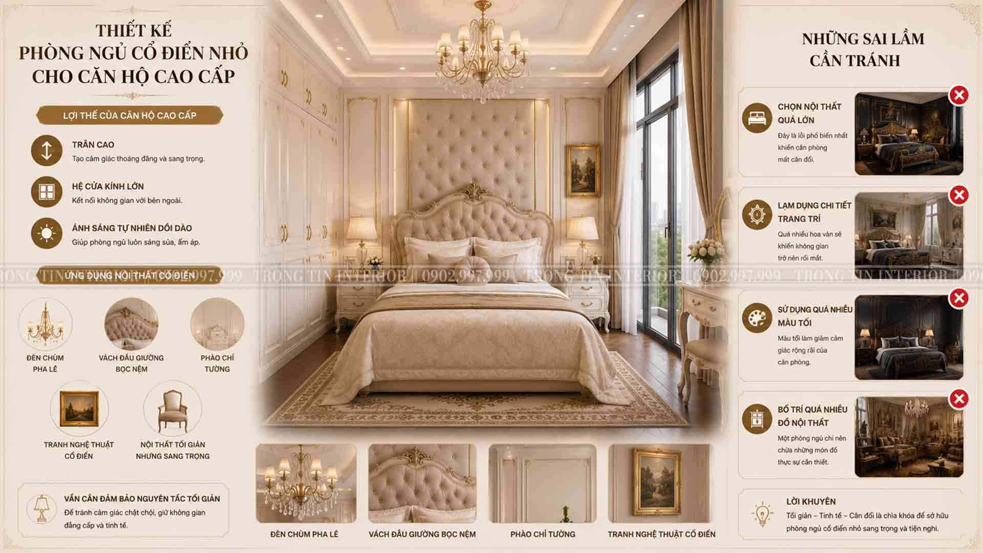 Thiết Kế Phòng Ngủ Cổ Điển Cho Căn Hộ Cao Cấp và Những Điều Cần Tránh
