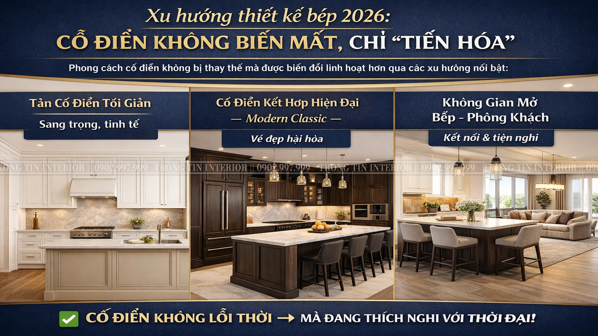Xu hướng thiết kế bếp cổ điển 2026