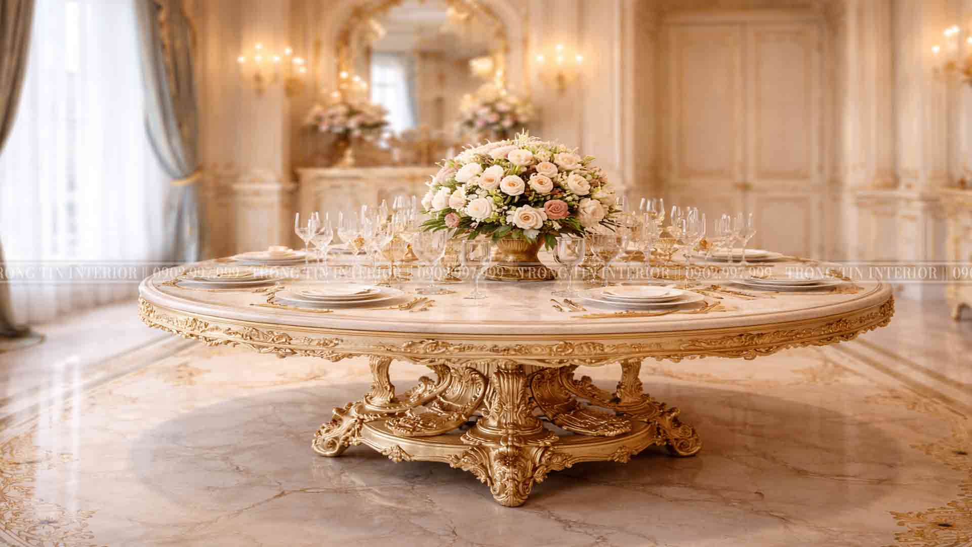 Bàn ăn cổ điển phong cách Louis