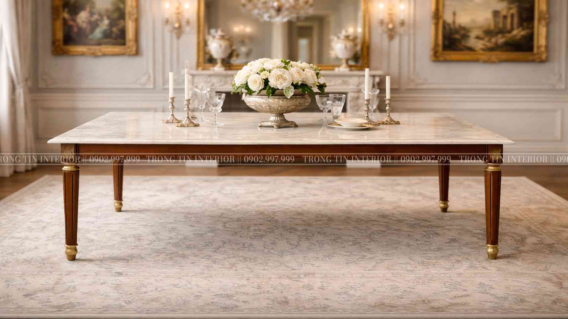 Bàn ăn cổ điển theo phong cách Louis XVI