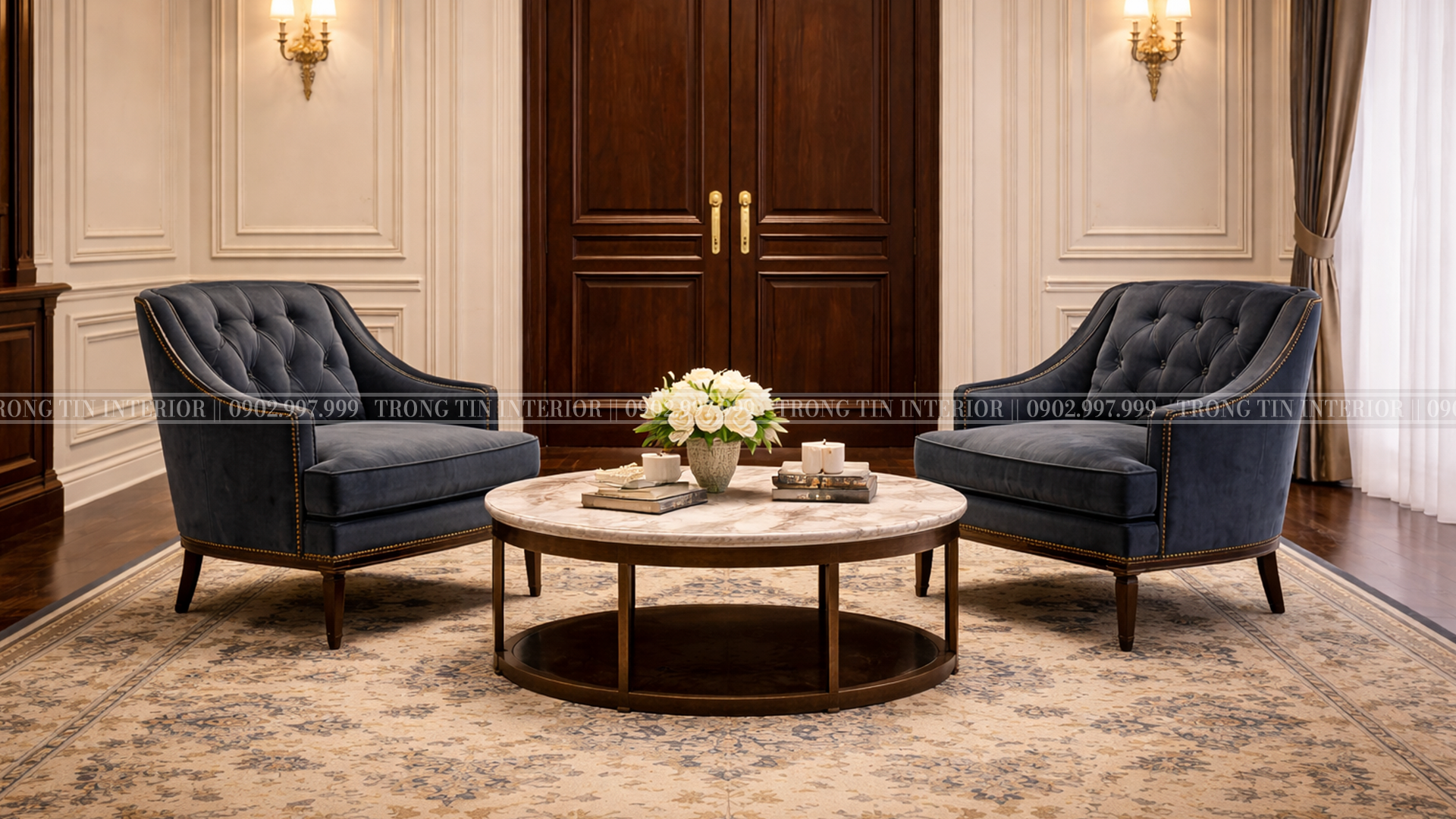 Bàn ghế tiếp khách trong phòng làm việc Tân Cổ Điển-1