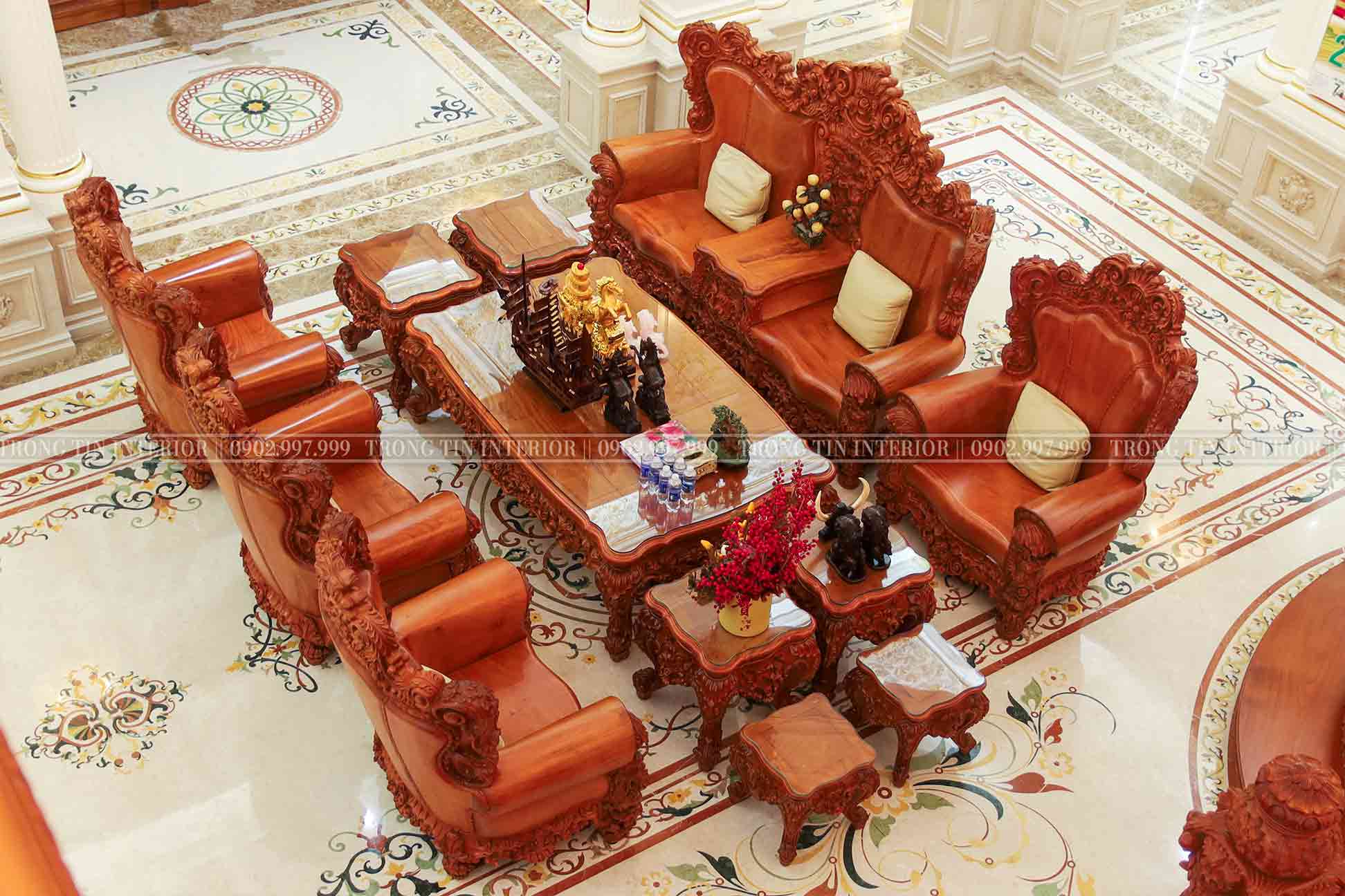 Bộp bàn ghế phòng khách góc nhìn từ trên