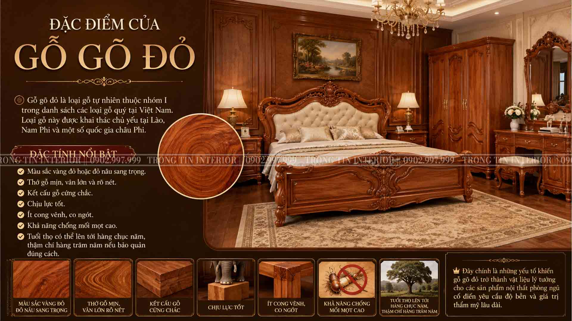 Đặc điểm của gỗ gõ đỏ