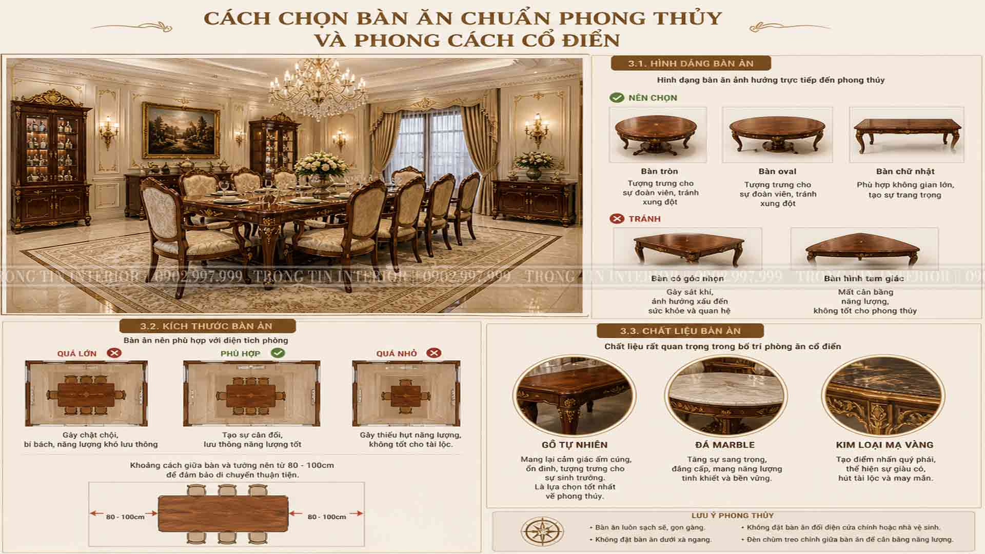 Cách chọn bàn ăn hợp phòng thủy