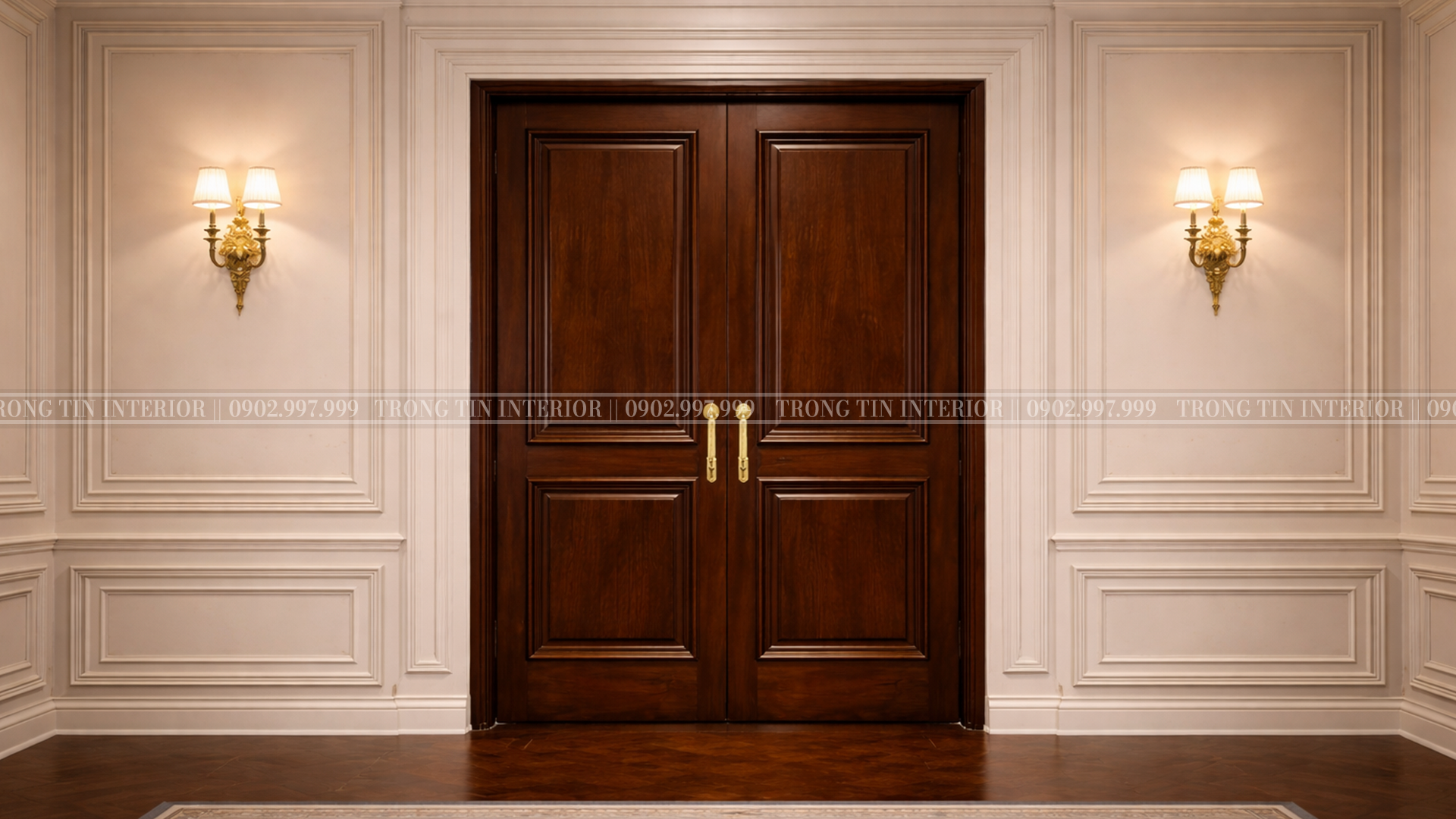 Cửa ra vào được thiết kế với phong cách đối xứng