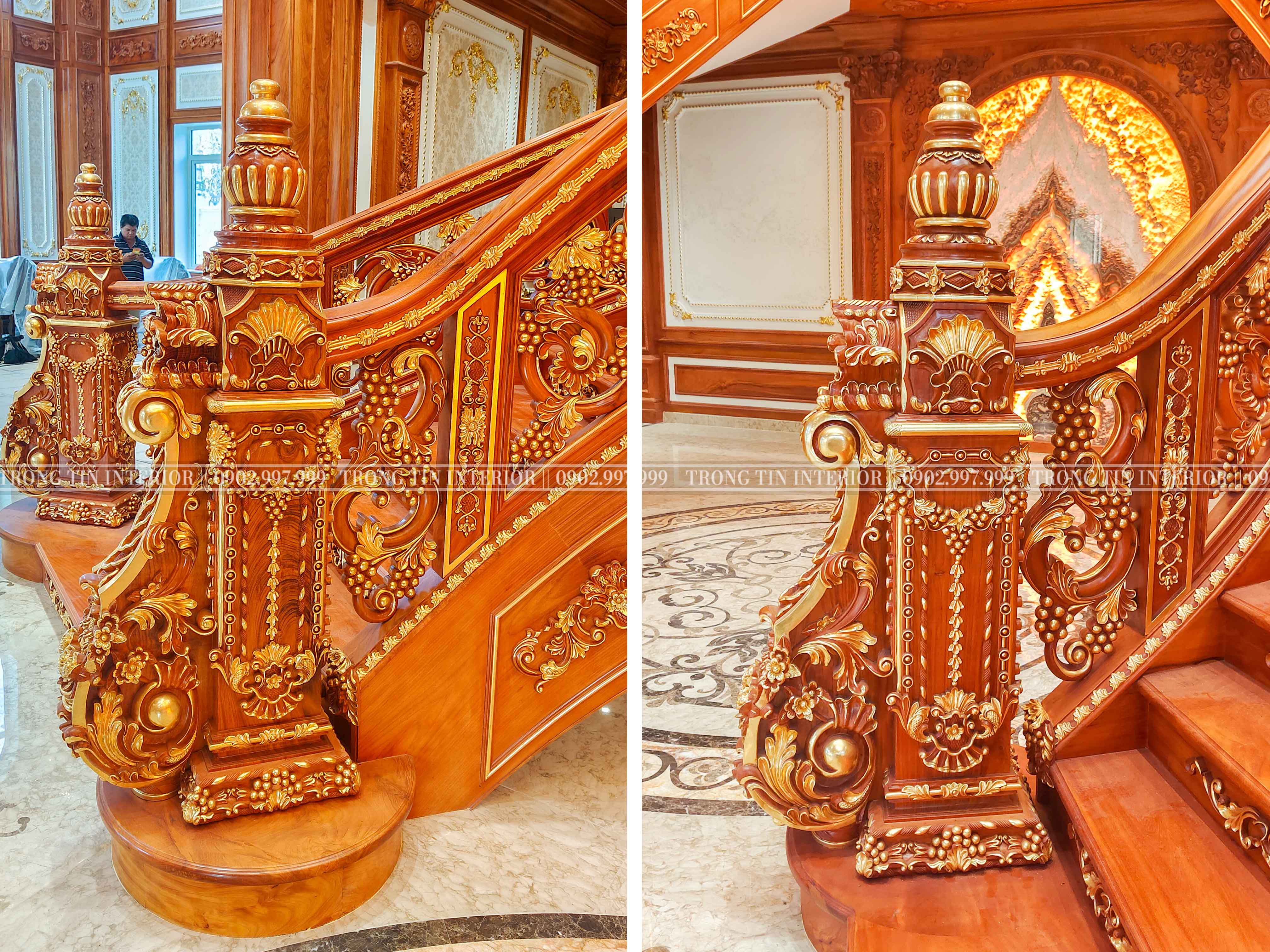 Trụ Và Tay Vịn Cầu Thang Được Dát Vàng Thật 100%