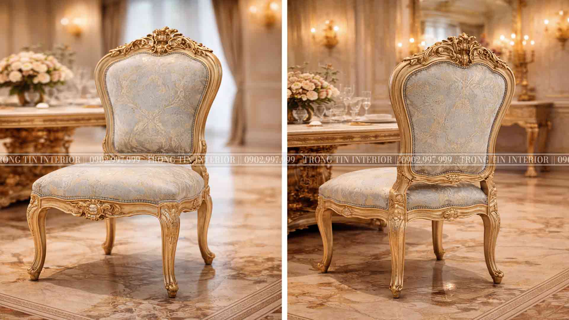 Ghế ăn phong cách louis với đường cong mềm mại