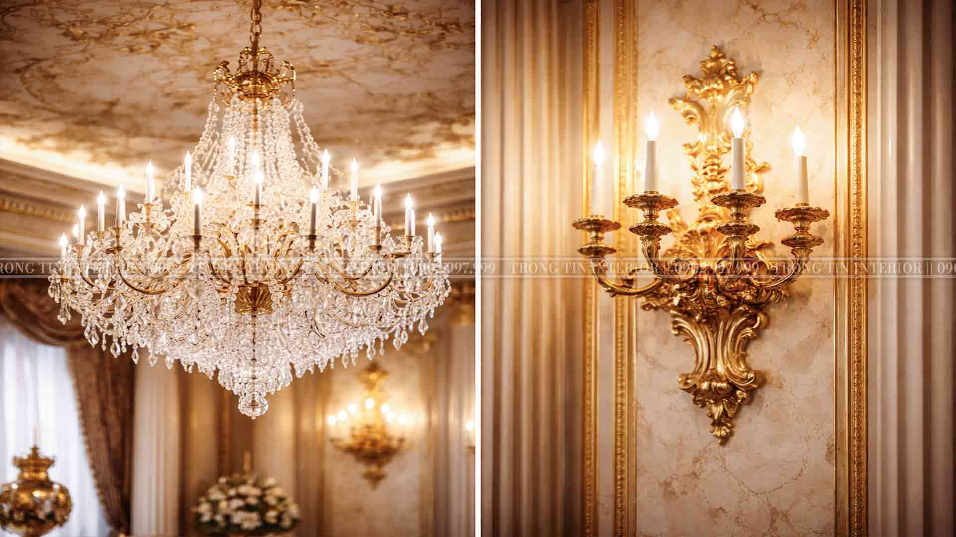 Hệ đèn thường được sử dụng trong phòng ăn cổ điển phong cách Louis XIV