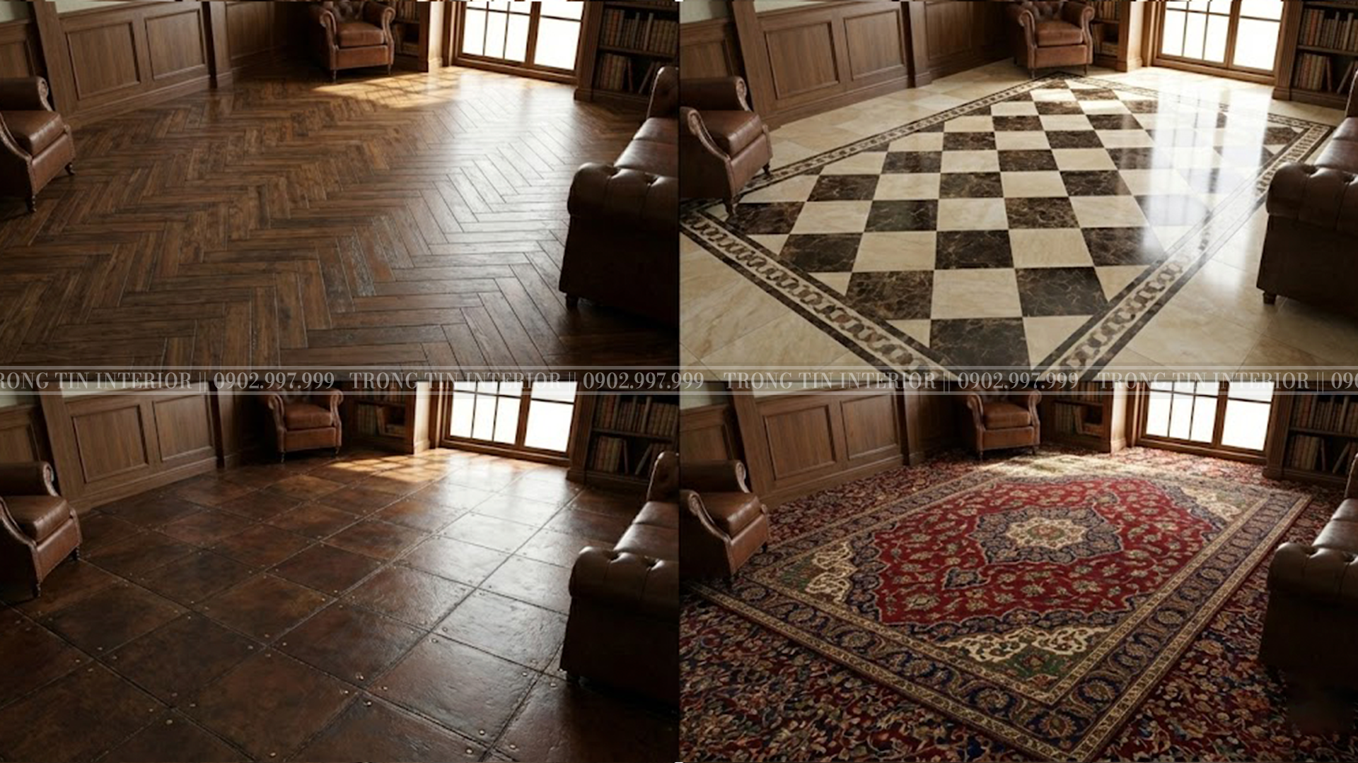 Hình ảnh các loại sản được dùng trong không gian phòng làm việc cổ điển