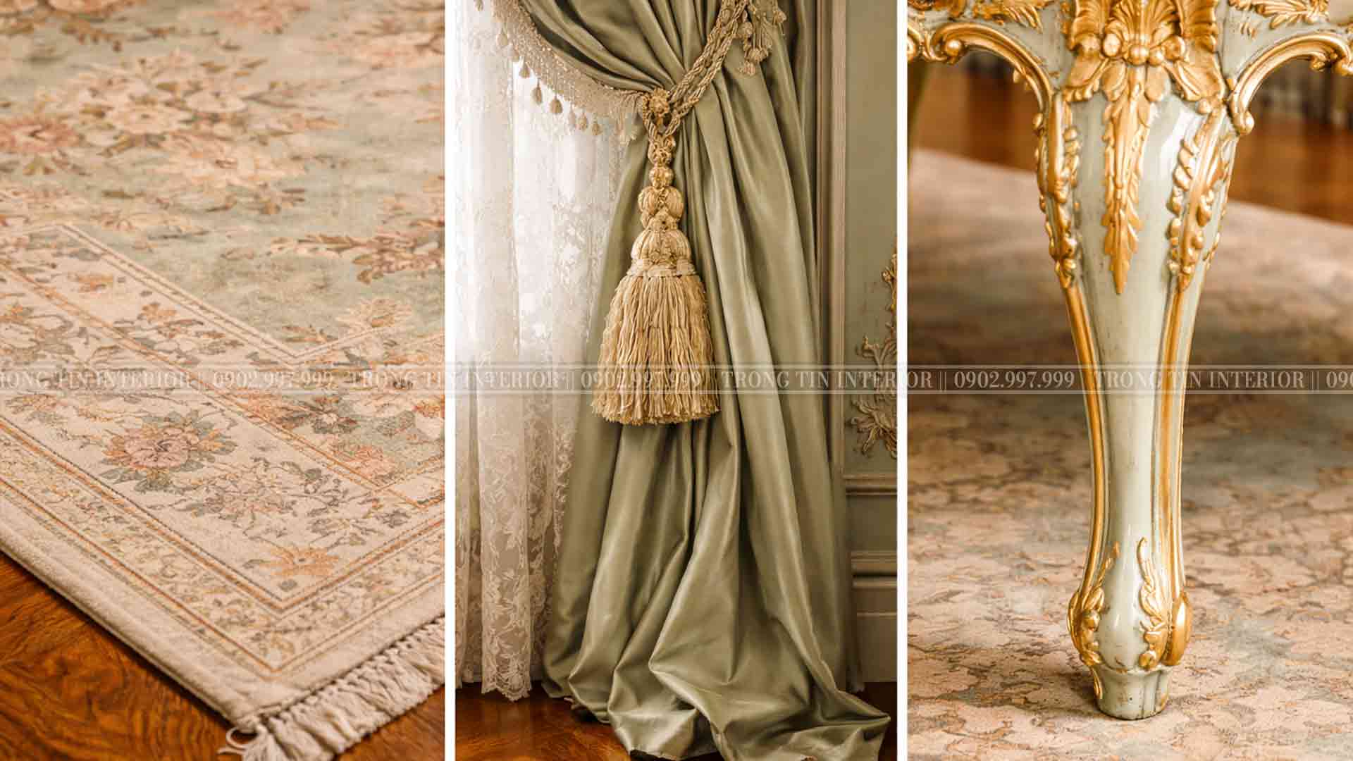 Hình ảnh hoa văn họa tiết được kết hợp đồng bộ với nhau theo tone màu tạo nên xa hoa