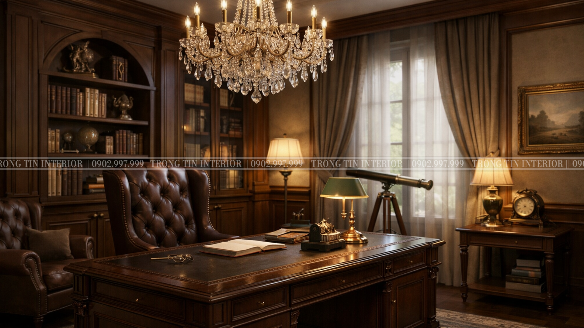 Không gian phòng làm việc cổ điển 3