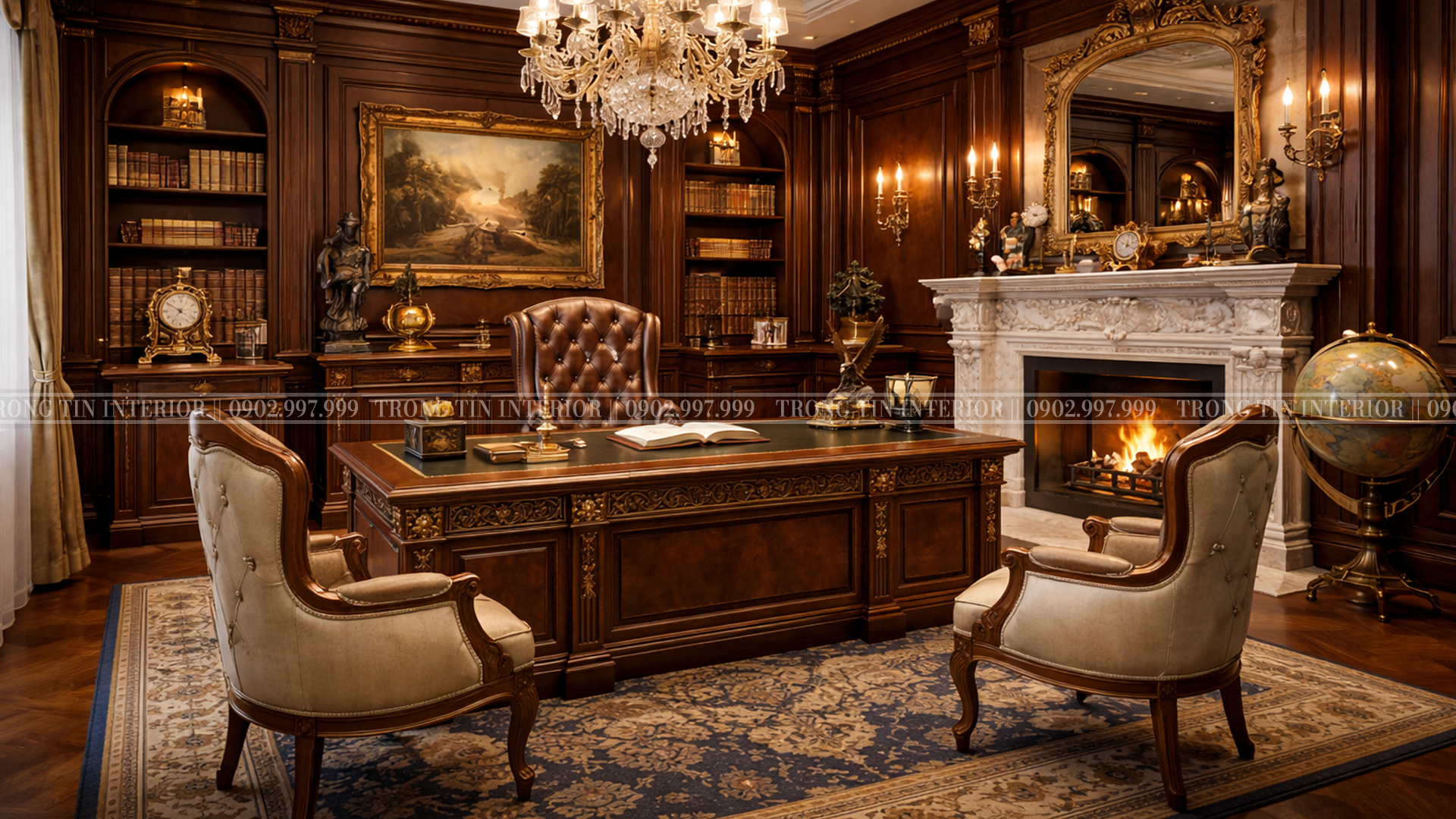 Không gian phòng làm việc cổ điển của doanh nhân