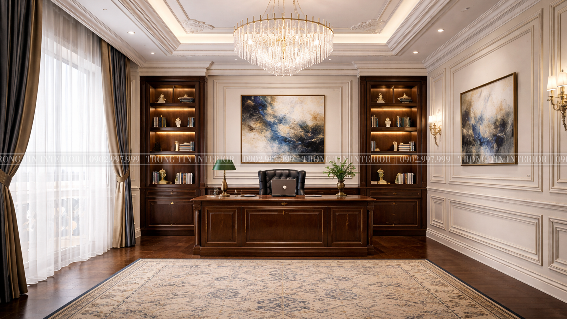 Góc nhìn trực diện vào bàn làm việc