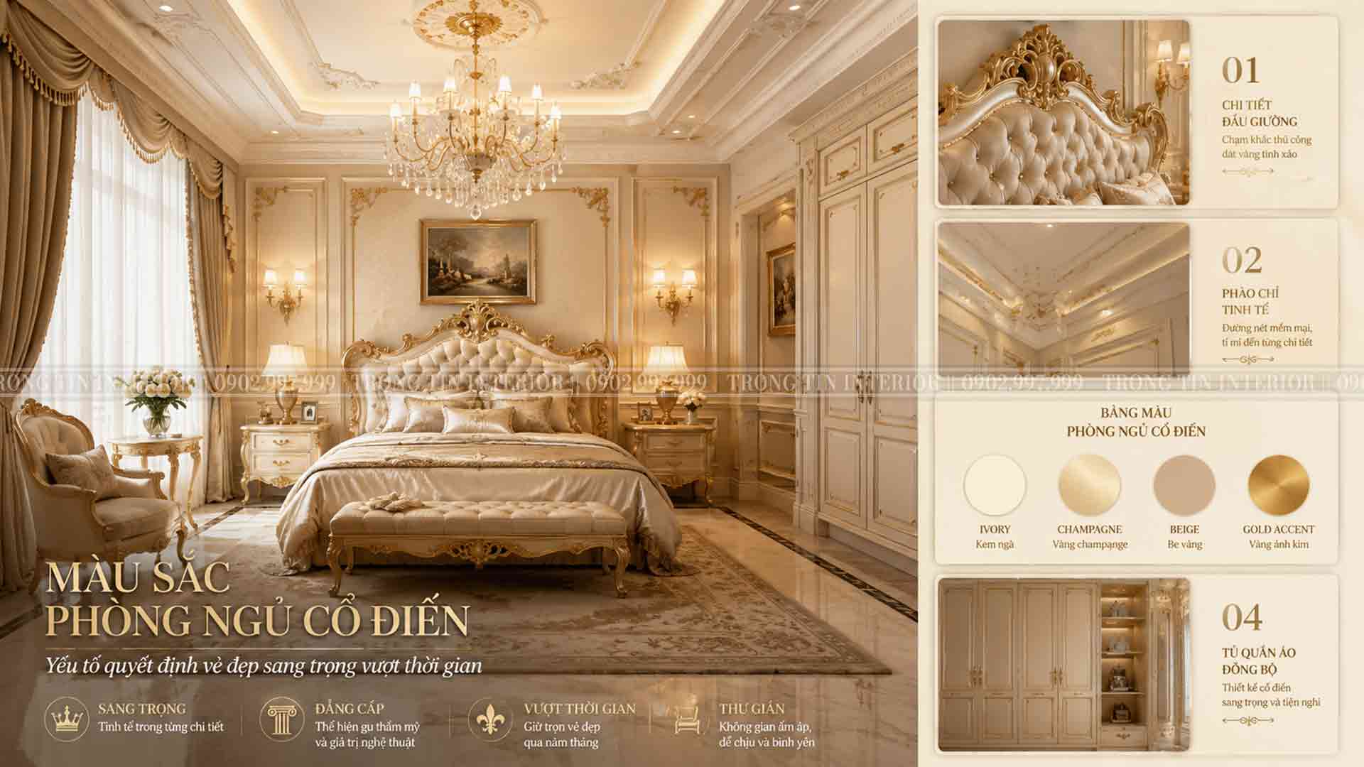 Màu sắc phòng ngủ cổ điển – Yếu tố quyết định vẻ đẹp sang trọng vượt thời gian