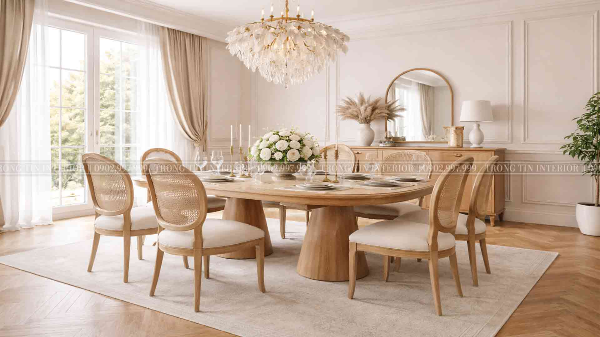 Phòng ăn cổ điển châu âu với phong cách Bắc Âu