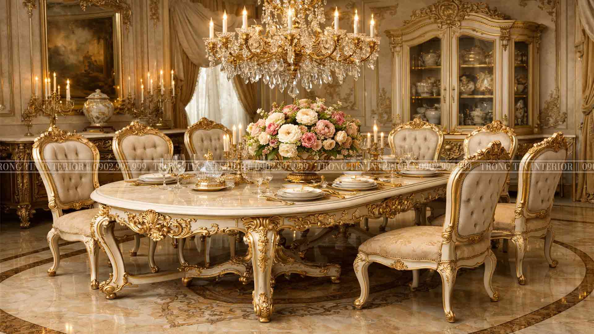 Phòng ăn cổ điển louis pháp phong cách Rococo