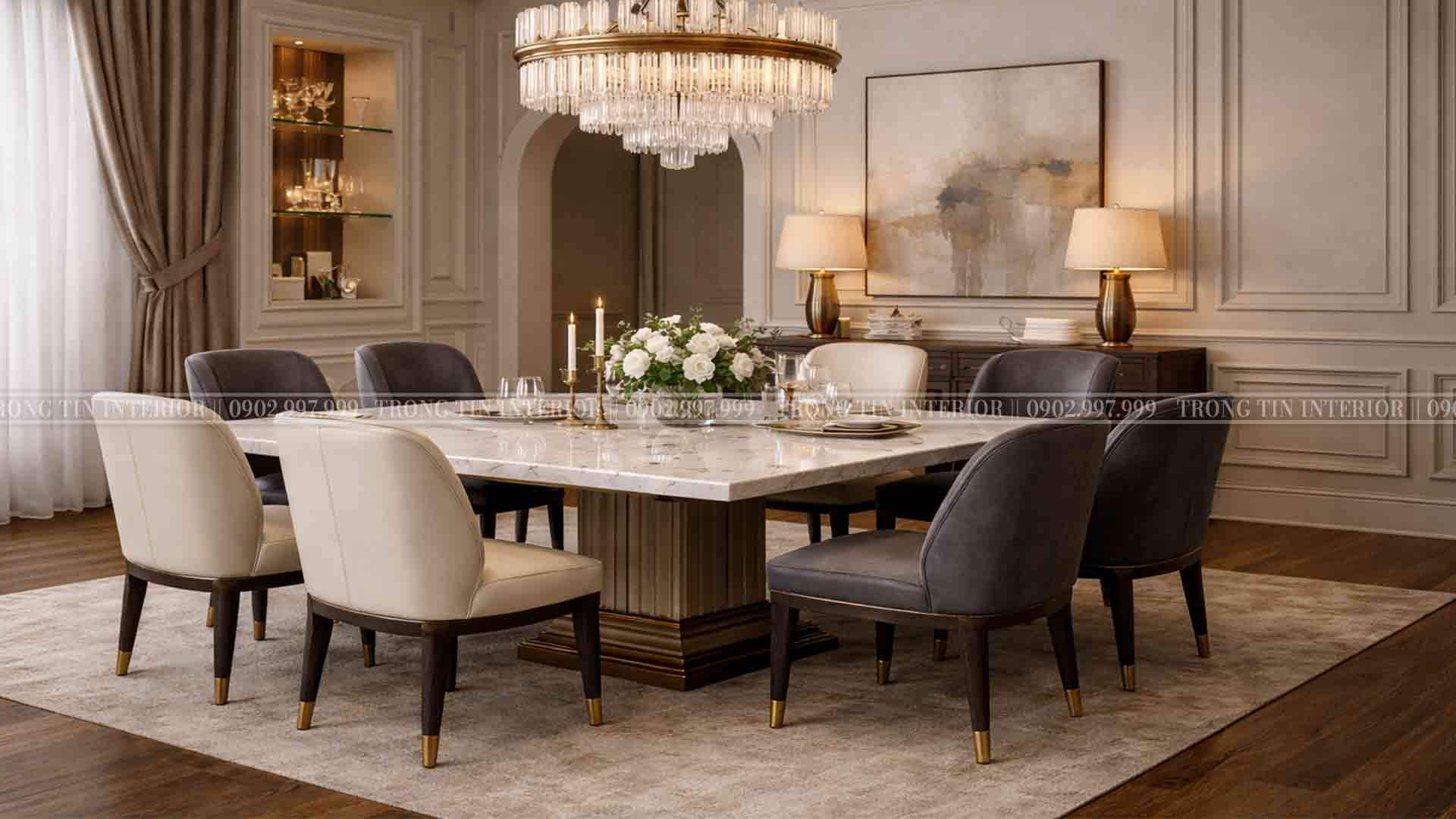 Phòng ăn cổ điển phong cách Pachi kết hợp hiện đại và cổ điển