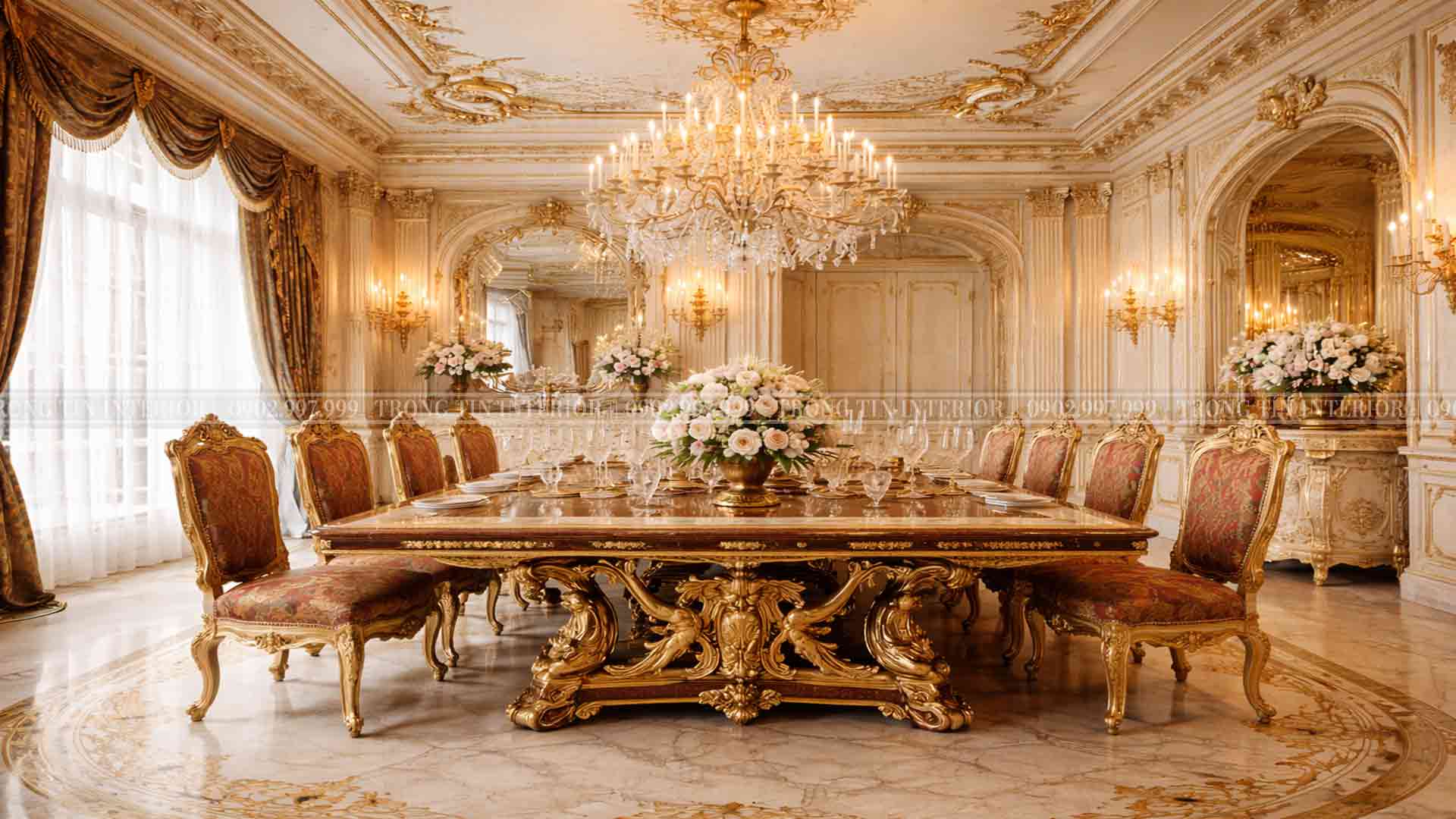 Không gian phòng ăn cổ điển phong cách Louis thế kỉ XIV