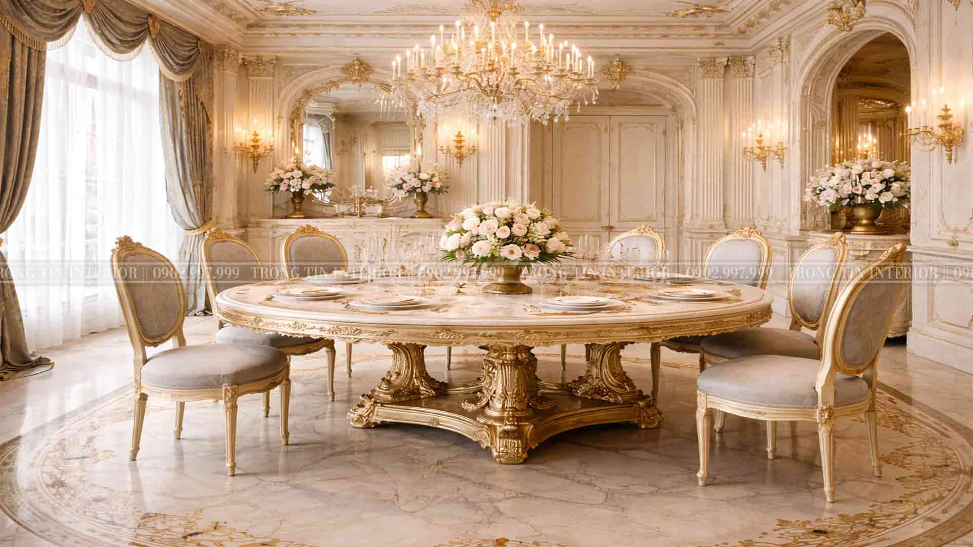 Không gian phòng ăn cổ điển phong cách Louis XVI