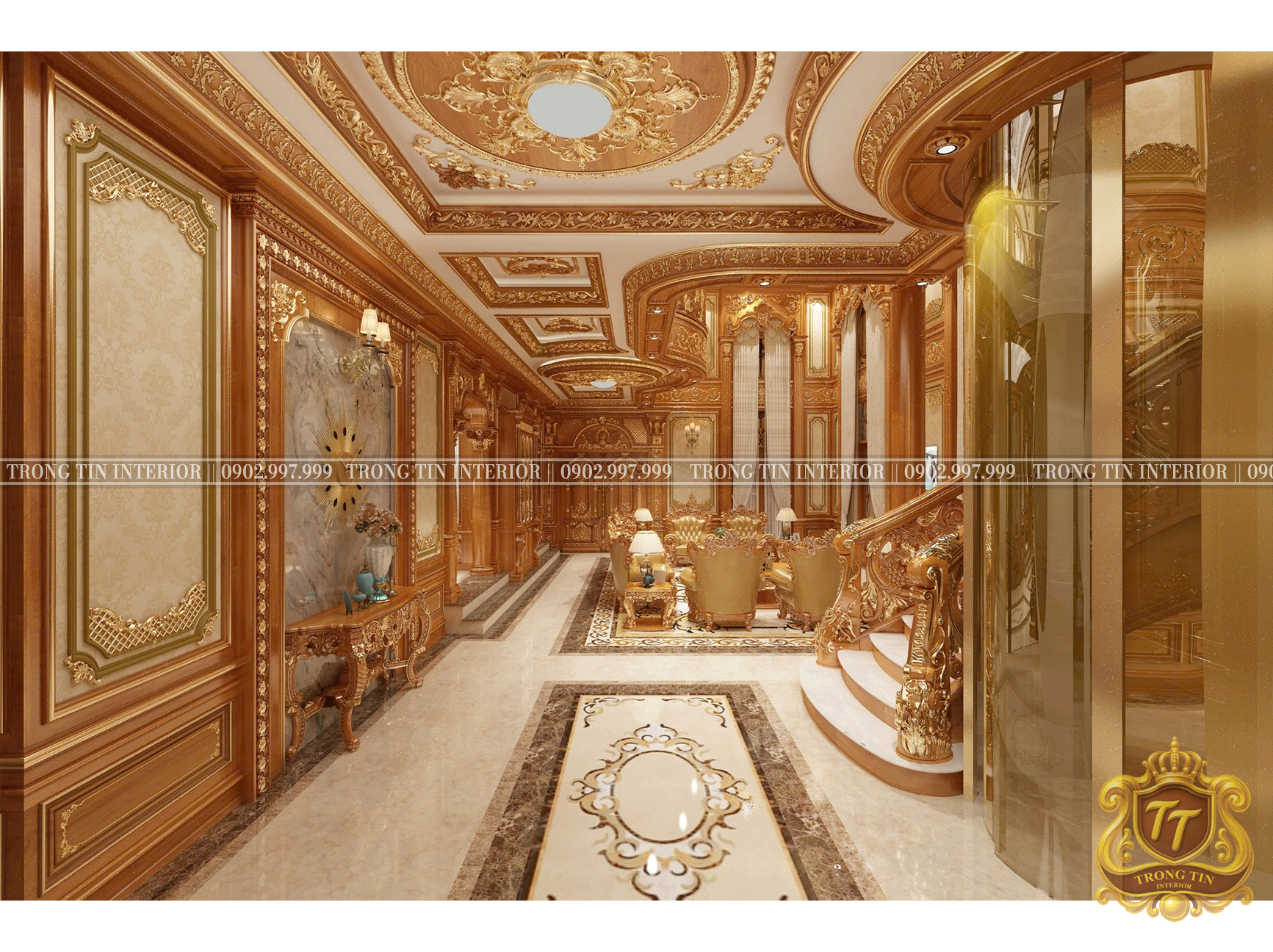 Phòng Khách Gỗ Cổ Điển Mẫu 4
