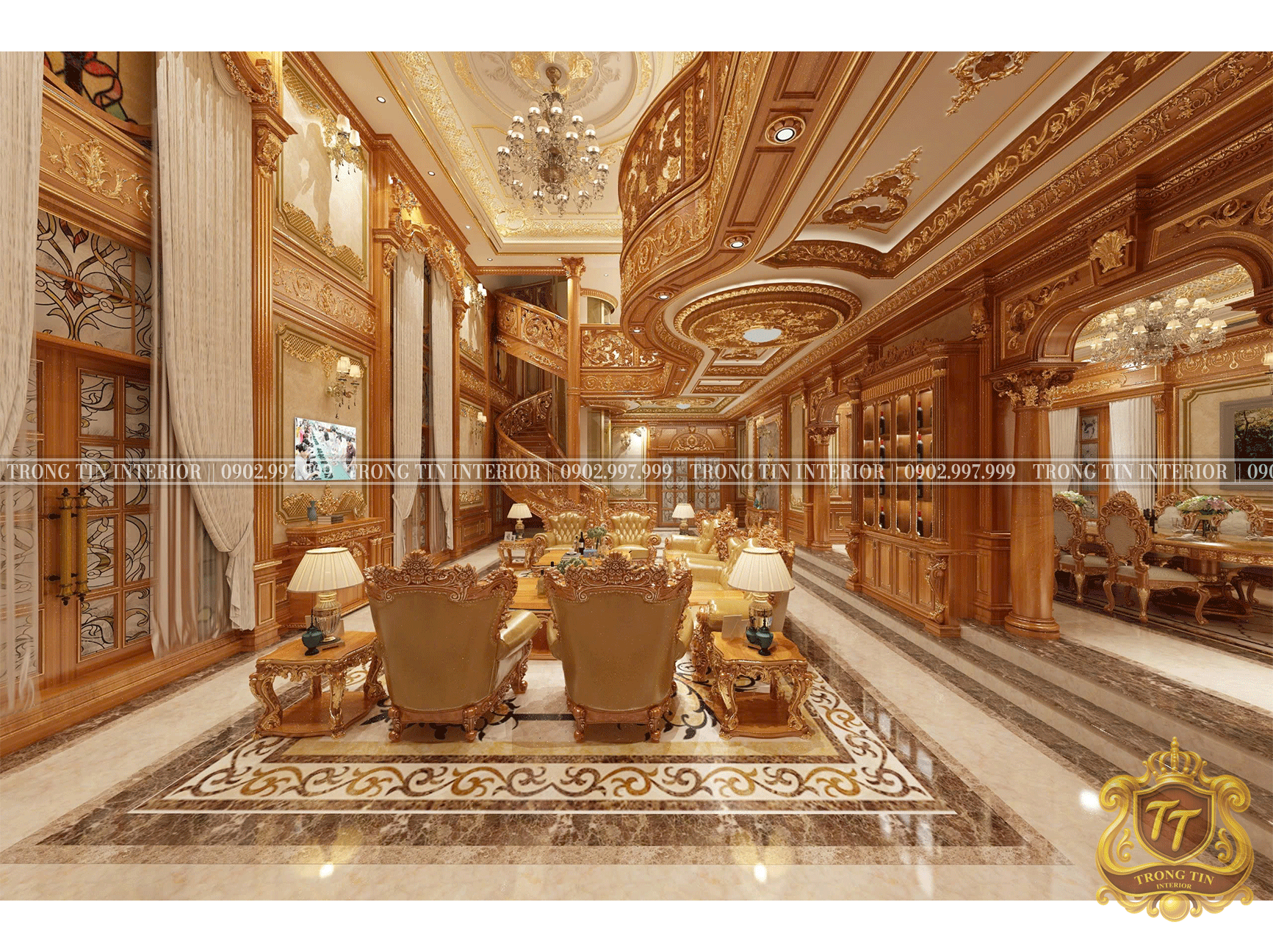 Phòng Khách Gỗ Cổ Điển Mẫu 4