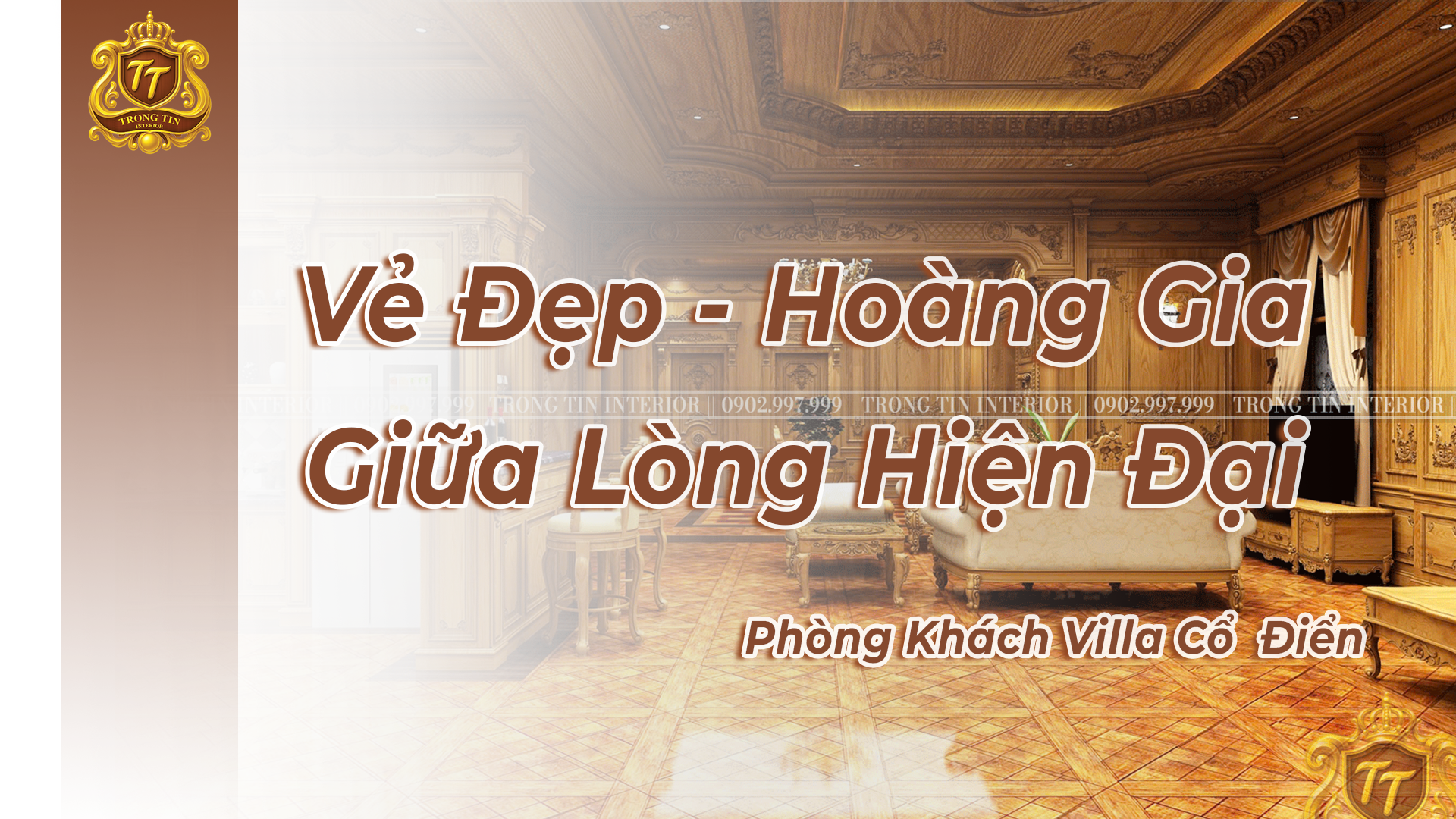 phòng khách villa cổ điển