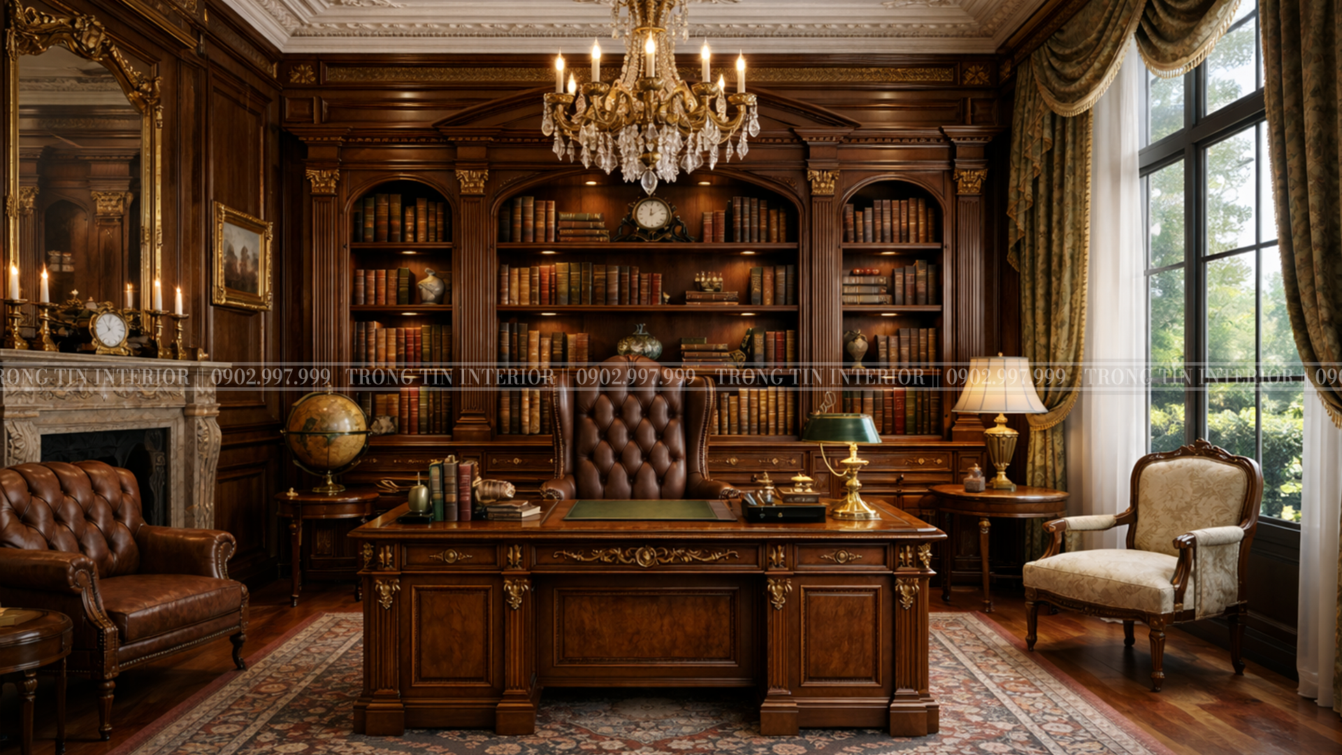 phòng làm việc cổ điển không gian sang trọng