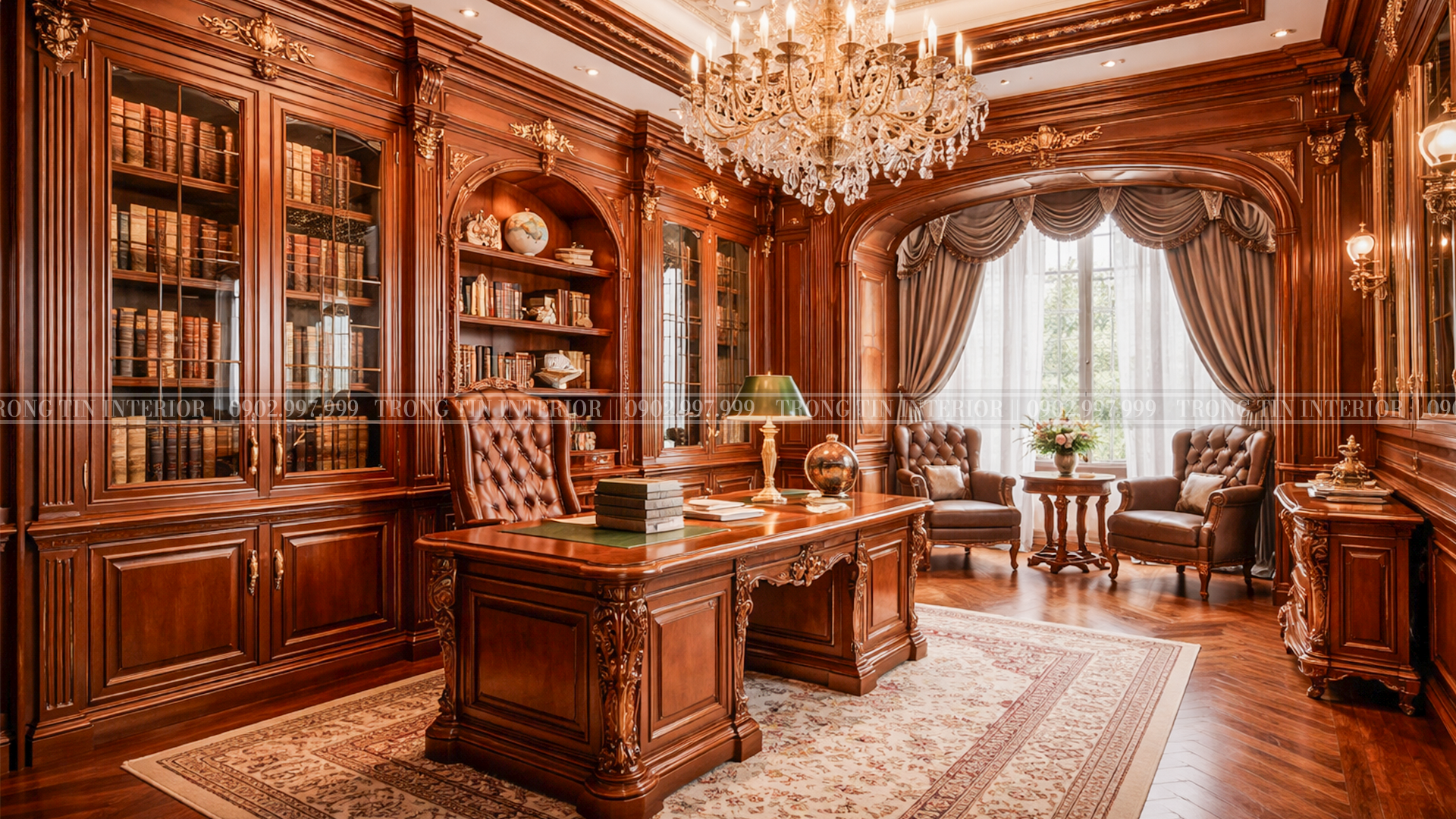 Phòng làm việc cổ điển mang đậm phong cách Châu Âu - Trọng Tín Interior