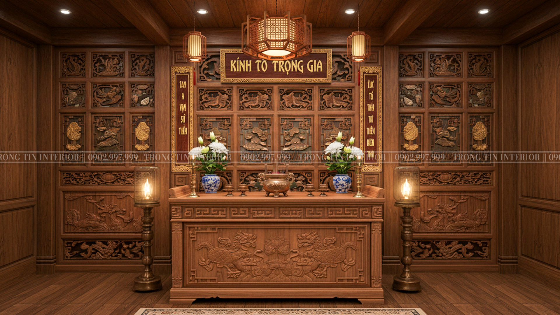 Phòng thờ cổ điển - Kính Tổ Trọng Gia