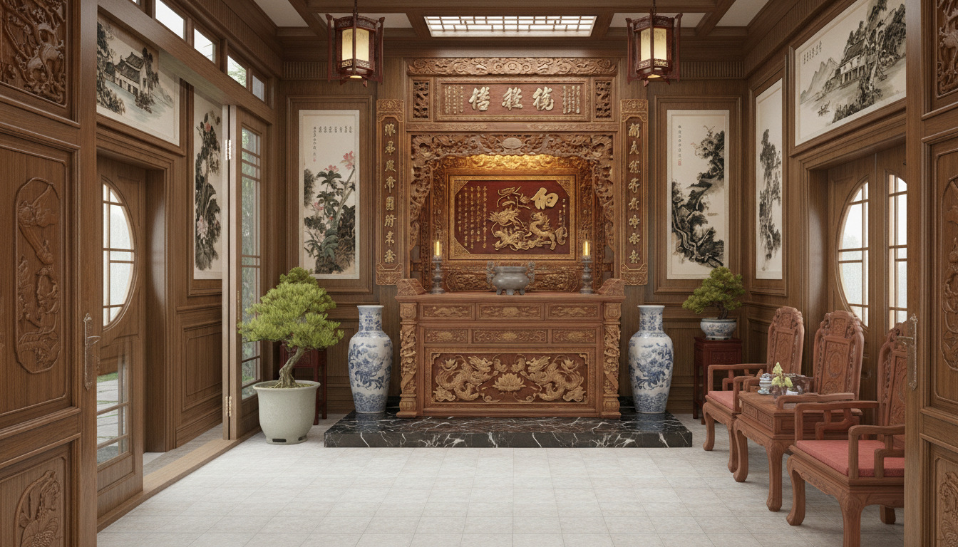 Phòng Thờ Cổ Điển Mang Phong Cách Á Đông - Trọng Tín Interior