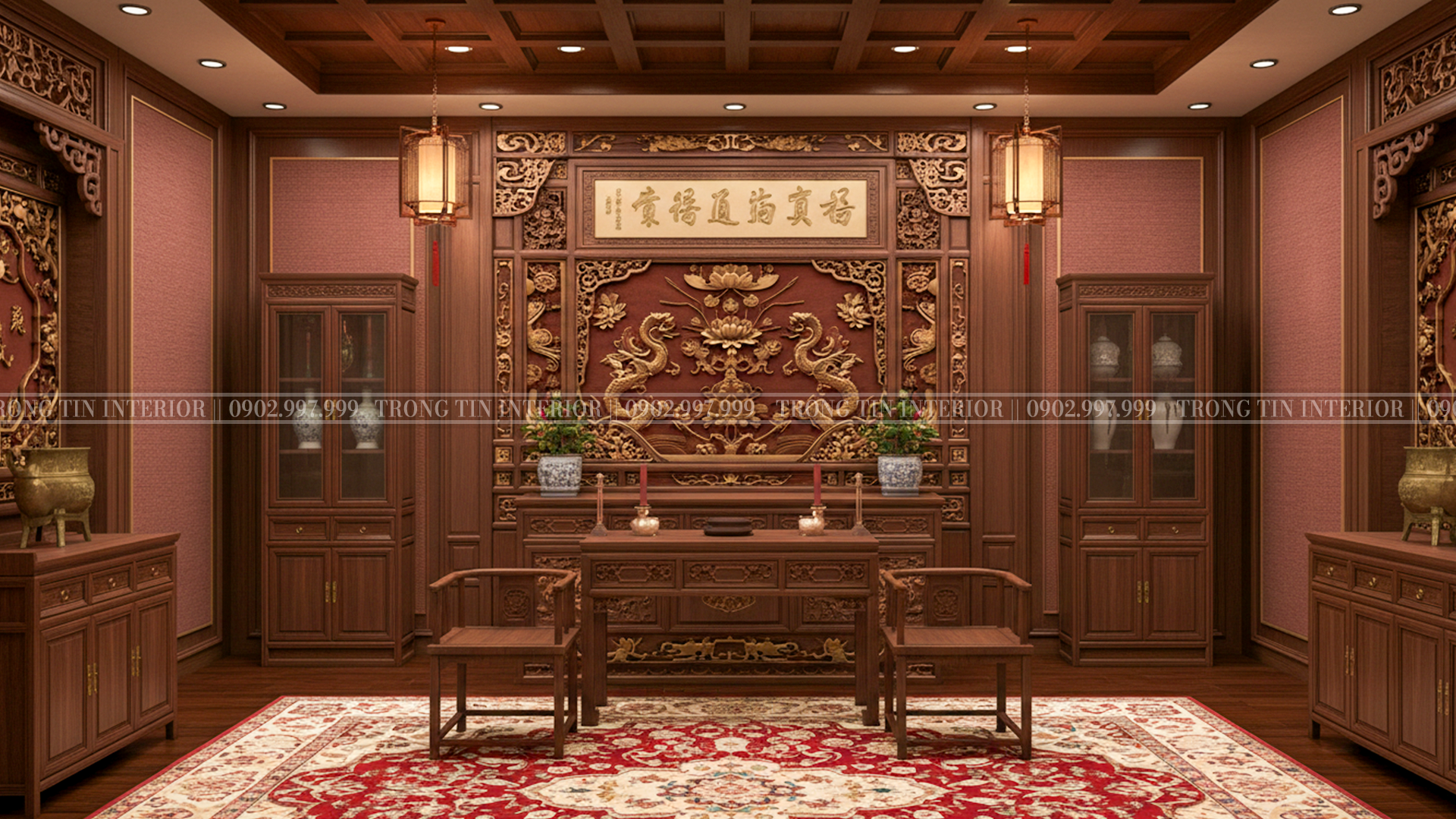 Phòng thờ cổ điển sang trọng và tôn nghiêm - Trọng Tín Interior