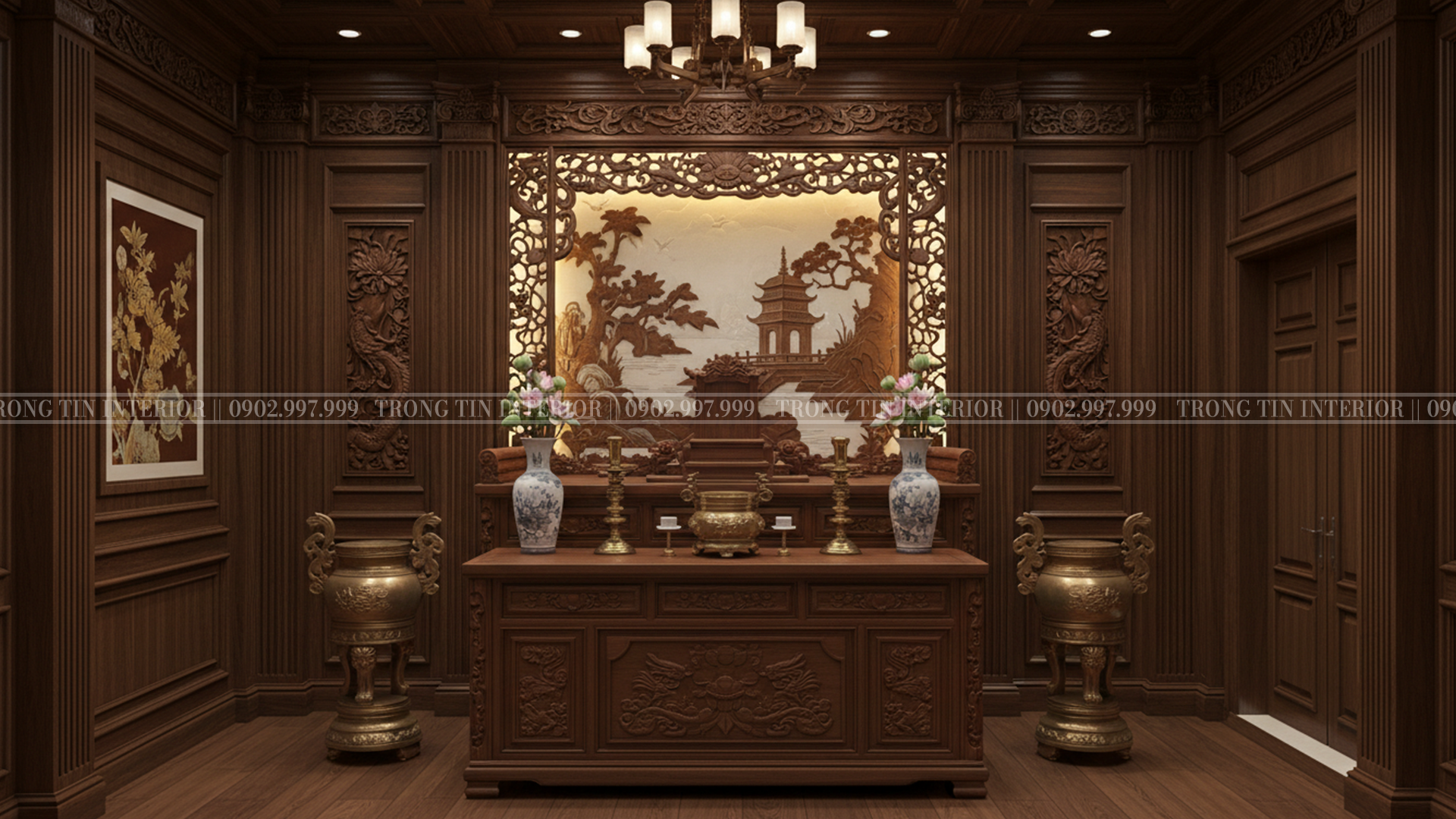 Phòng thờ cổ điển mang đậm bản sắc truyền thống  - Trọng Tín Interior