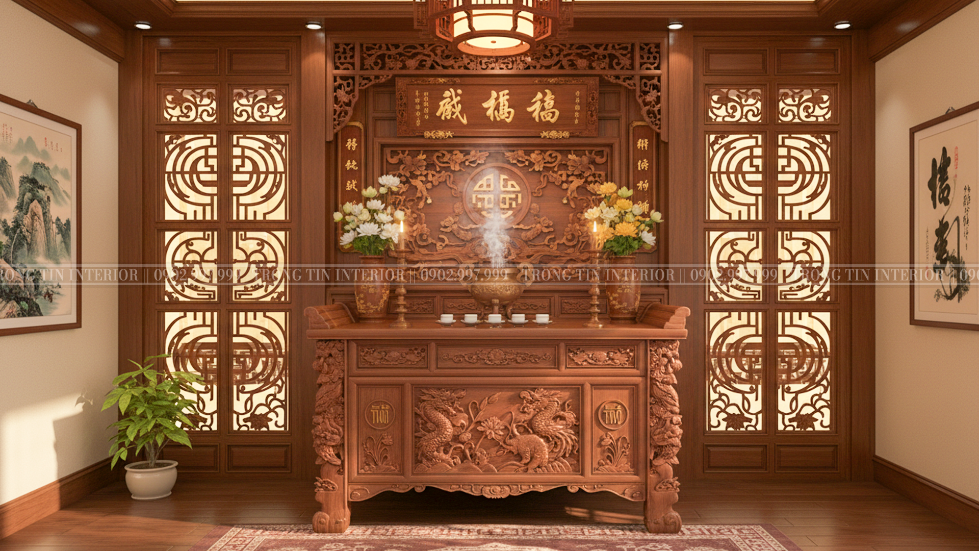 Phòng thờ cổ điển theo phong cách Phương Đông - Trọng Tín Interior