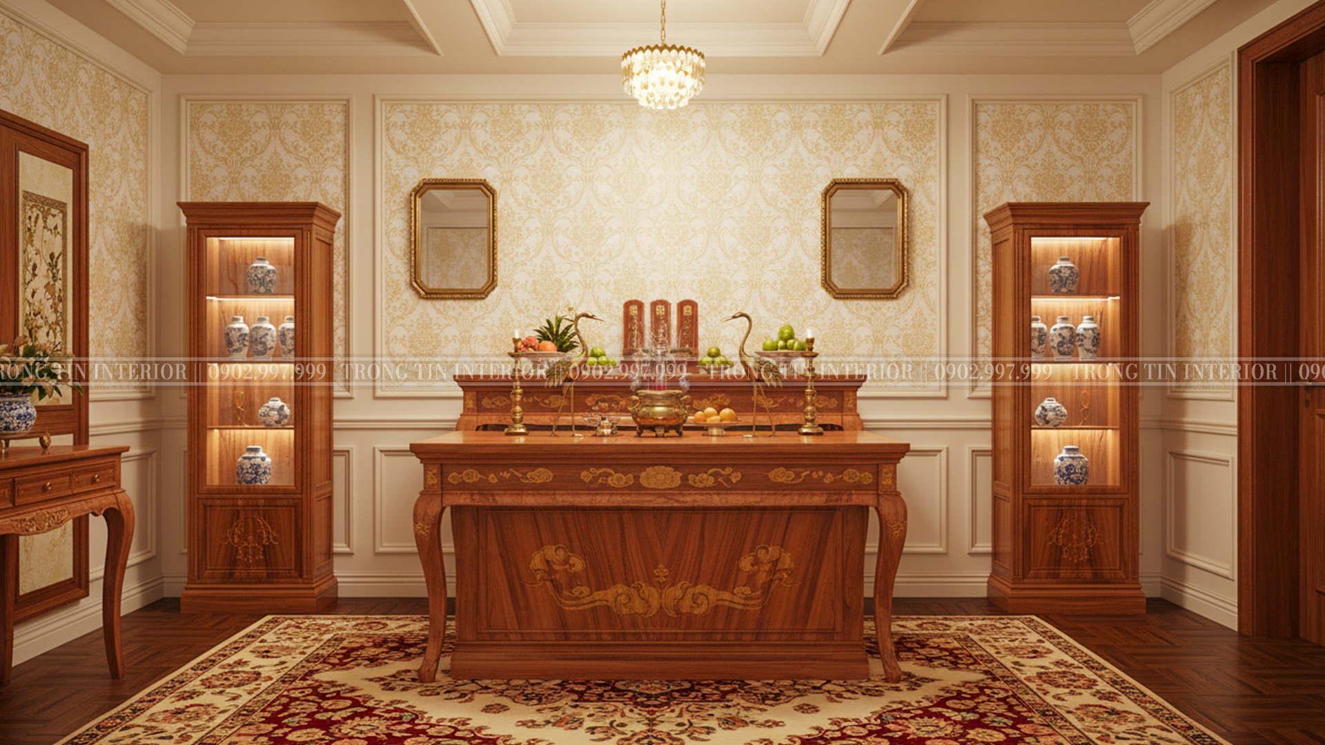 Phòng thờ gỗ hương đá - Trọng Tín Interior-1