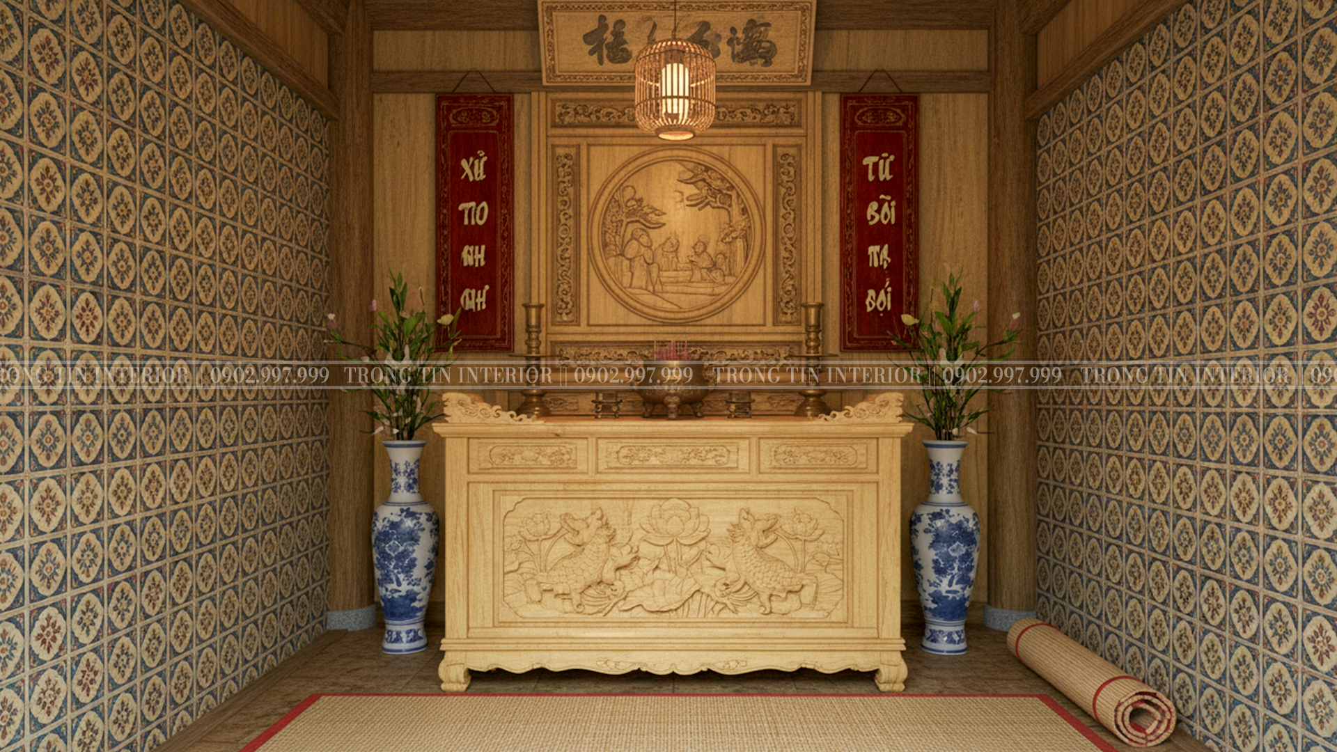 Phòng thờ gỗ mít - Trọng Tín Interior